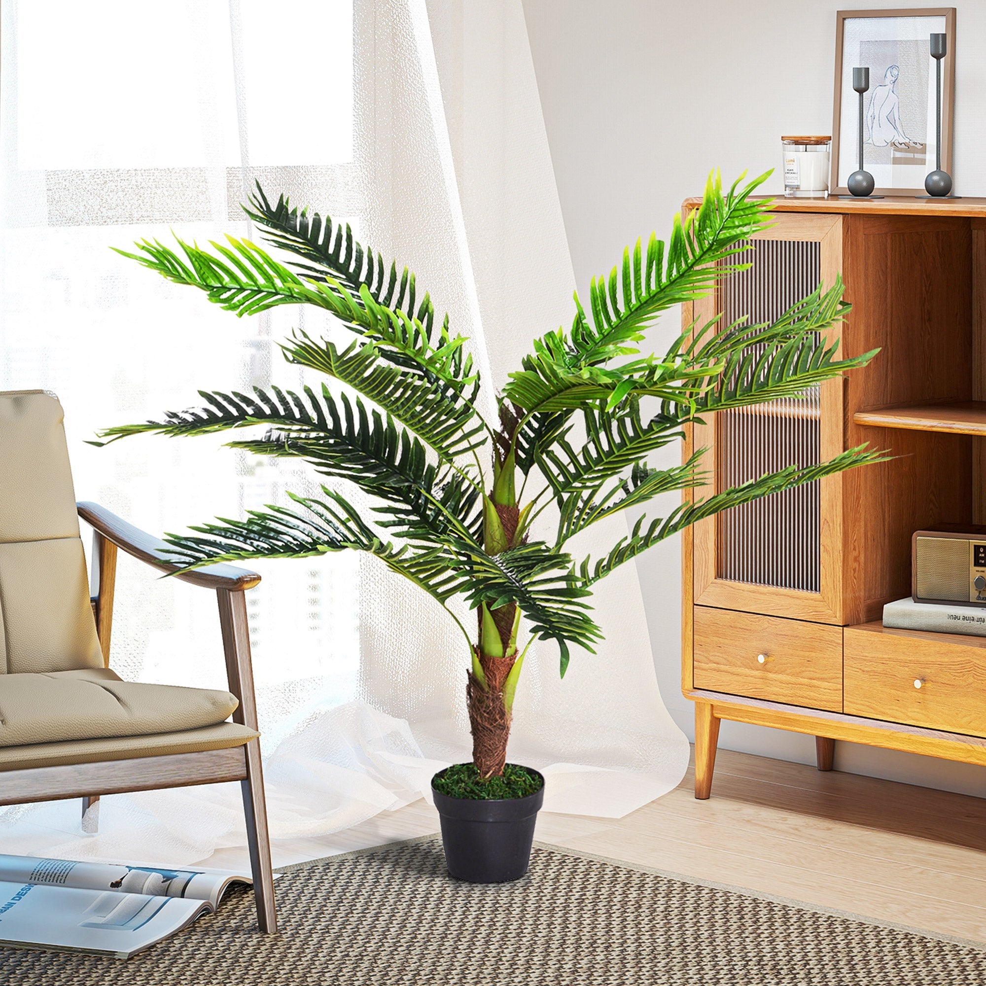 EasyComfort Cycas kunstplant 123 cm met pot