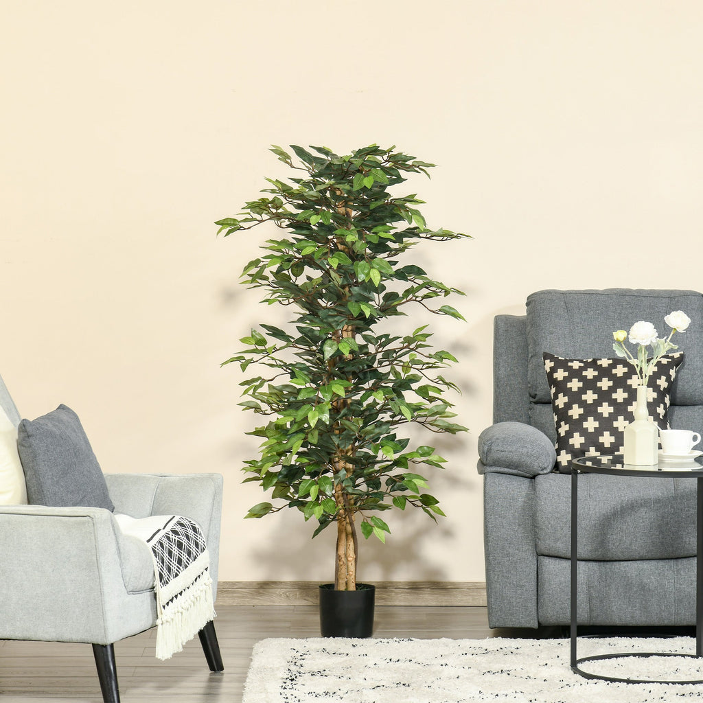 EasyComfort Pianta Finta di Ficus Alta 150cm, Decorazione per Interno ed Esterno with Vaso Incluso