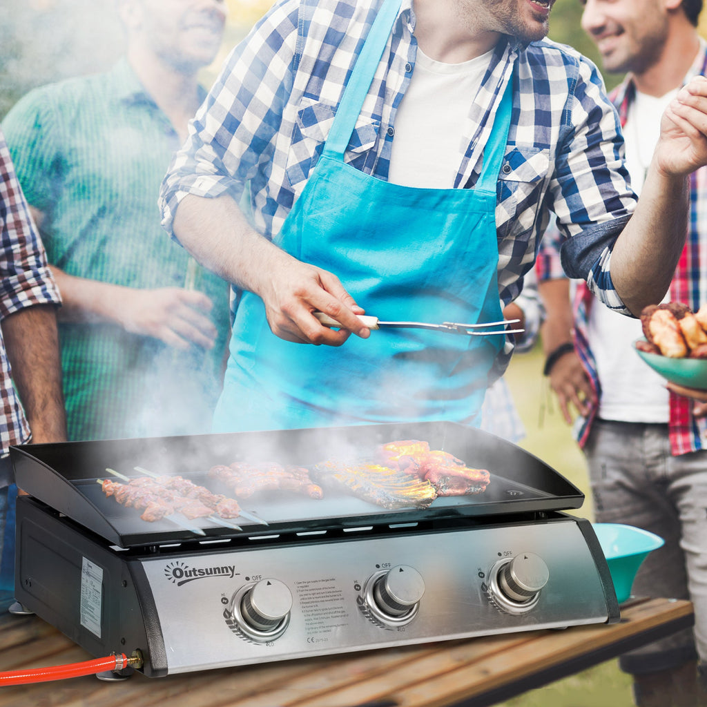 EasyComfort Piastra Barbecue a Gas Antiaderente da Tavolo with 3 Bruciatori da 3kW, 62x46x21cm, black