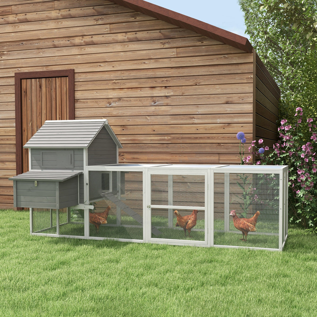 EasyComfort Tuinkippenhok prefab 310.5x149.5x149 cm, grijs