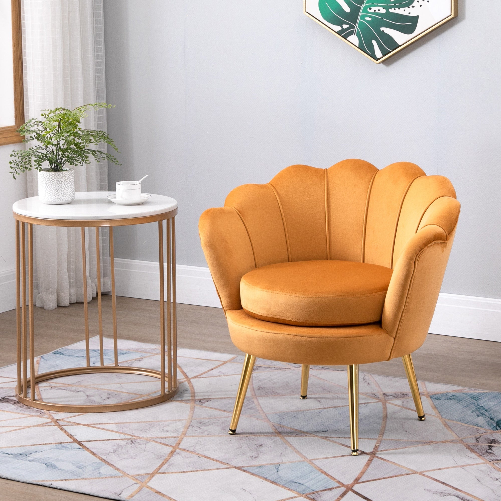 EasyComfort Conchiglia fauteuil, retro-design, geel, 76x67x74 cm