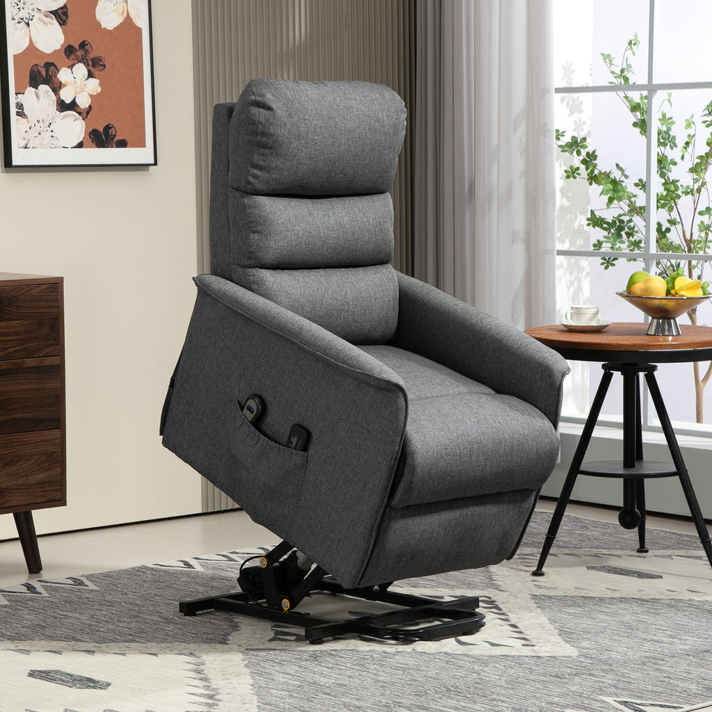 EasyComfort Poltrona Alzapersona Elettrica with 8 Punti Vibranti, 4 Modalità di Massaggio e Riscaldamento, Grigio