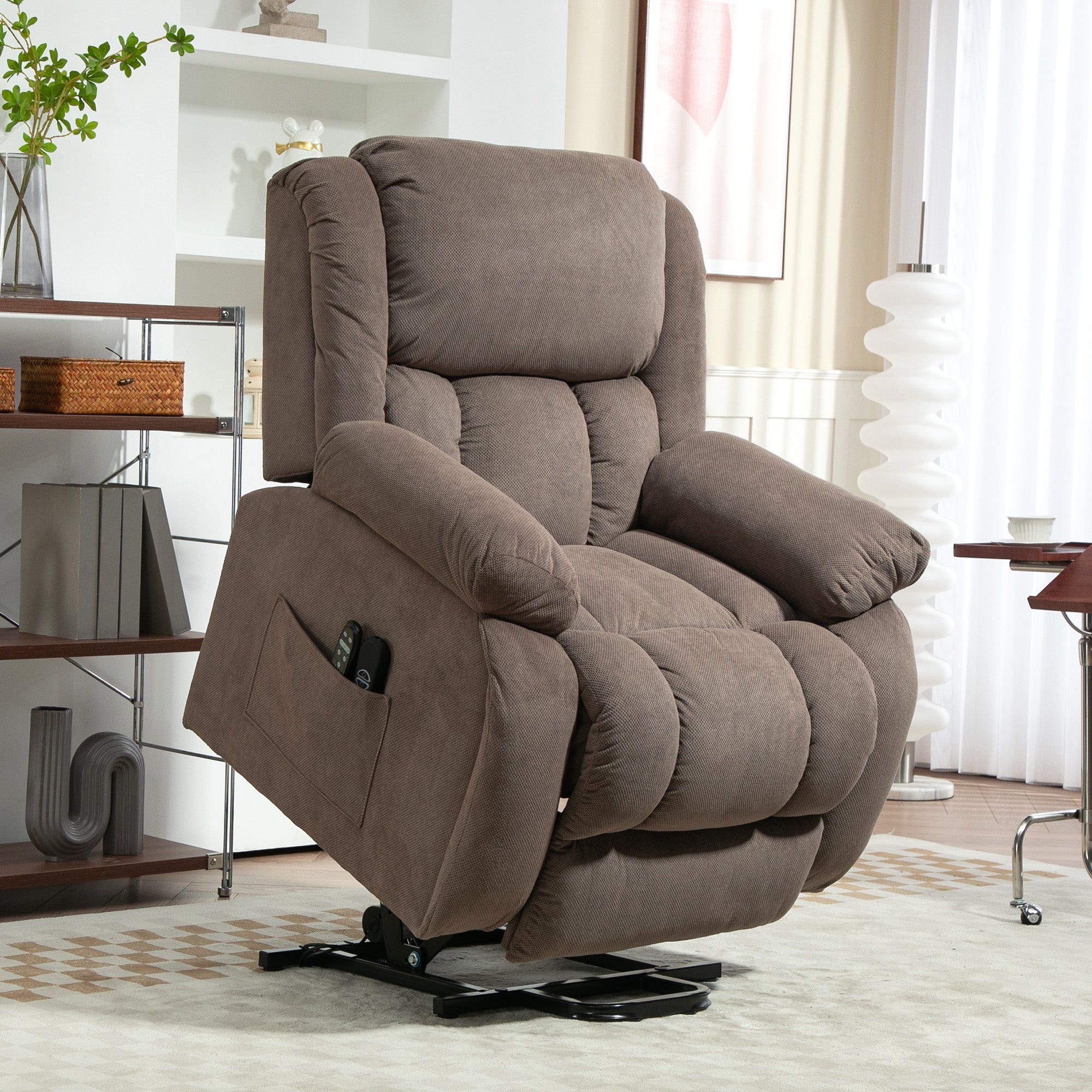 EasyComfort Relaxfauteuil met massage en heffunctie, lichtbruin