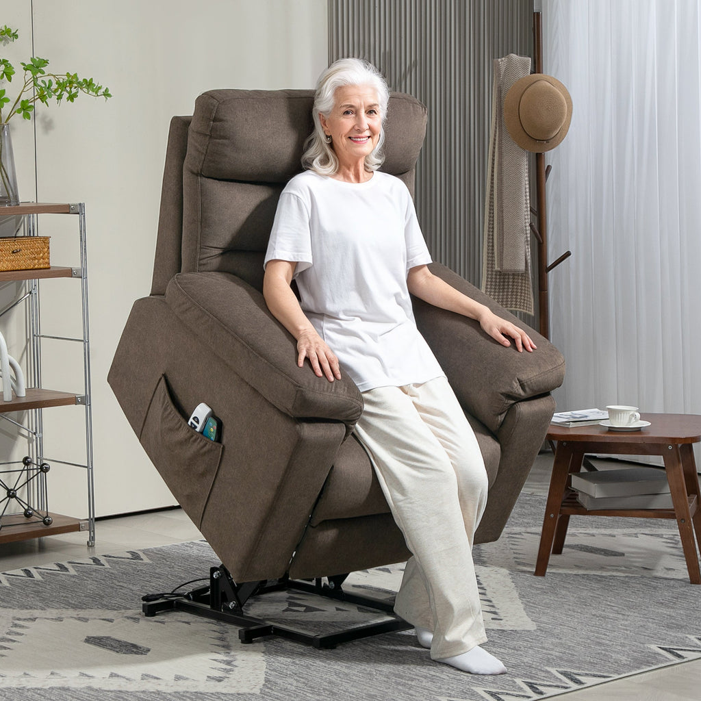 EasyComfort Dubbemotor sta-op relaxfauteuil met massage & verwarming, donkerbruin