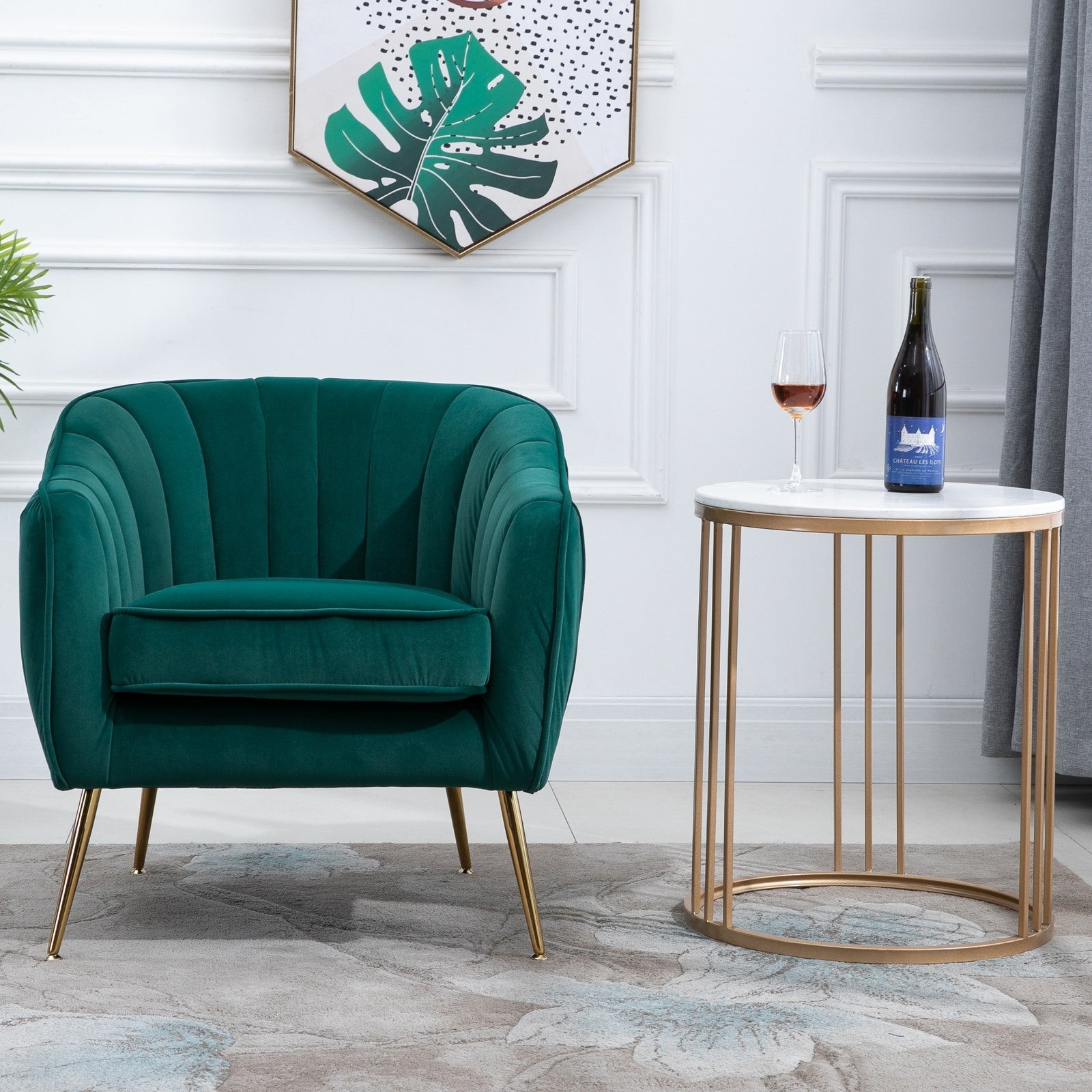 Easycomfort Poltrona da Salotto Imbottita with Braccioli e Schienale, Design Moderno, Gambe in Metallo, 71x72x73 cm, Verde