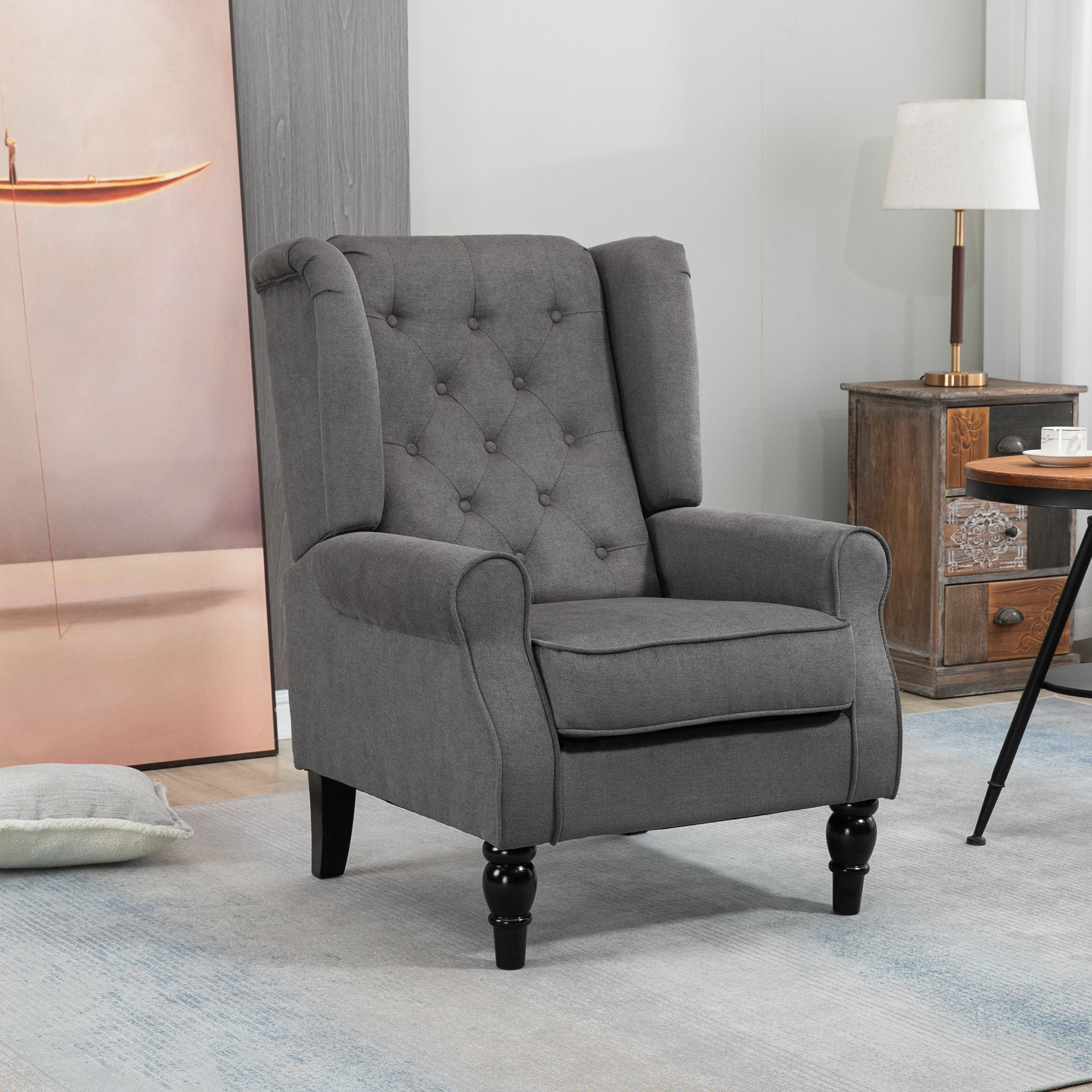 EasyComfort Franse-stijl fauteuil 74x86x102 cm, grijs