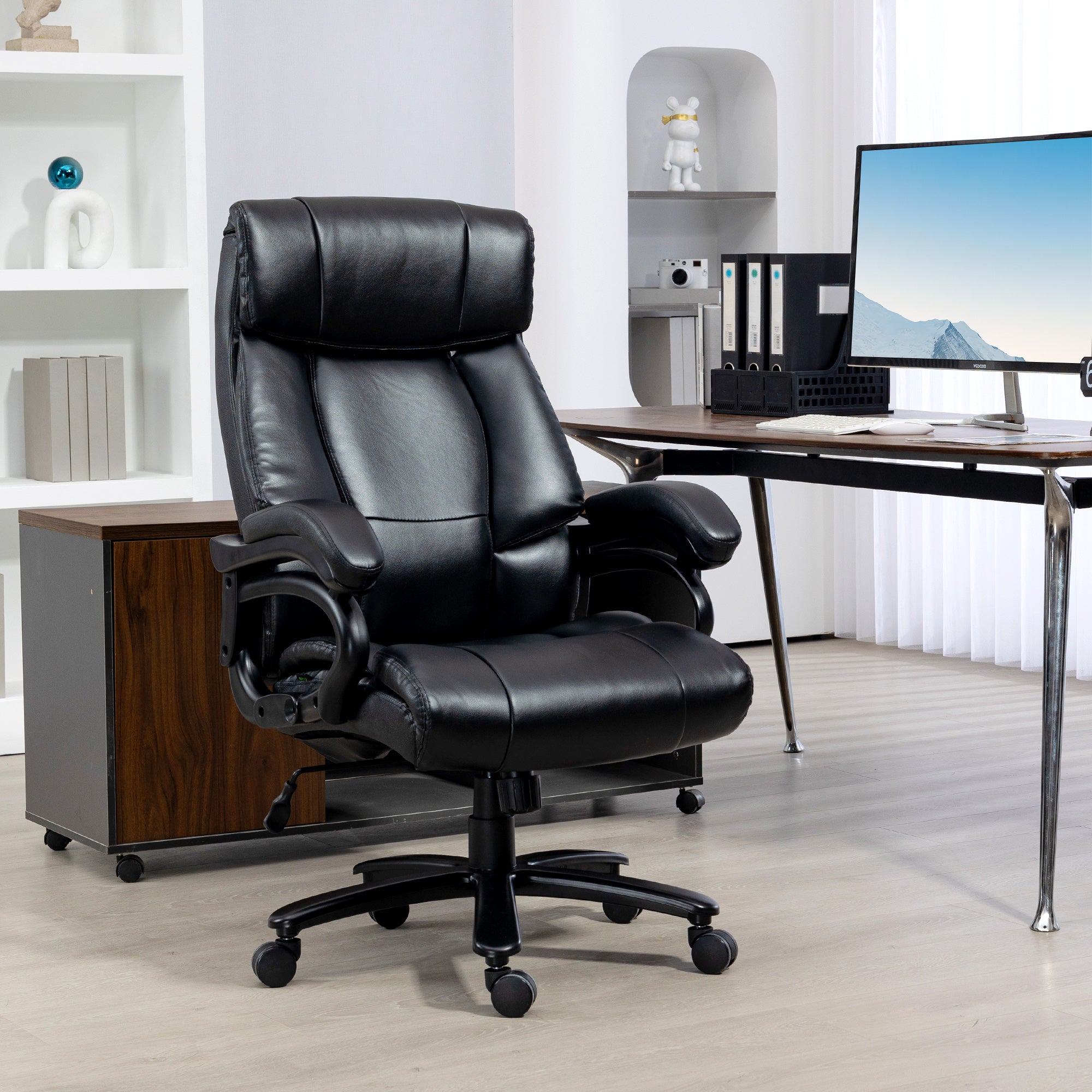 EasyComfort Bureaustoel met massage en verwarming, 2 massagepunten, zwart