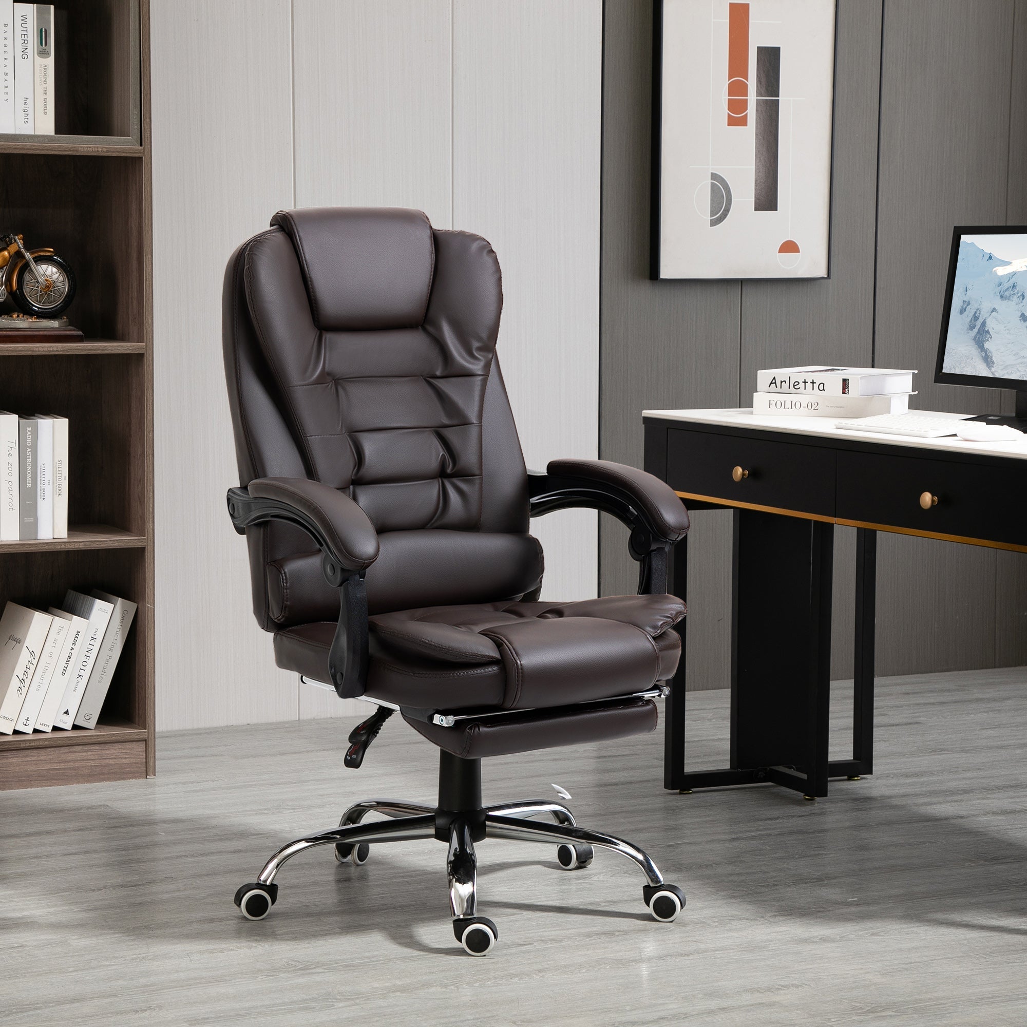 EasyComfort Presidentiële bureaustoel met voetensteun, 64.5x69x109-117 cm