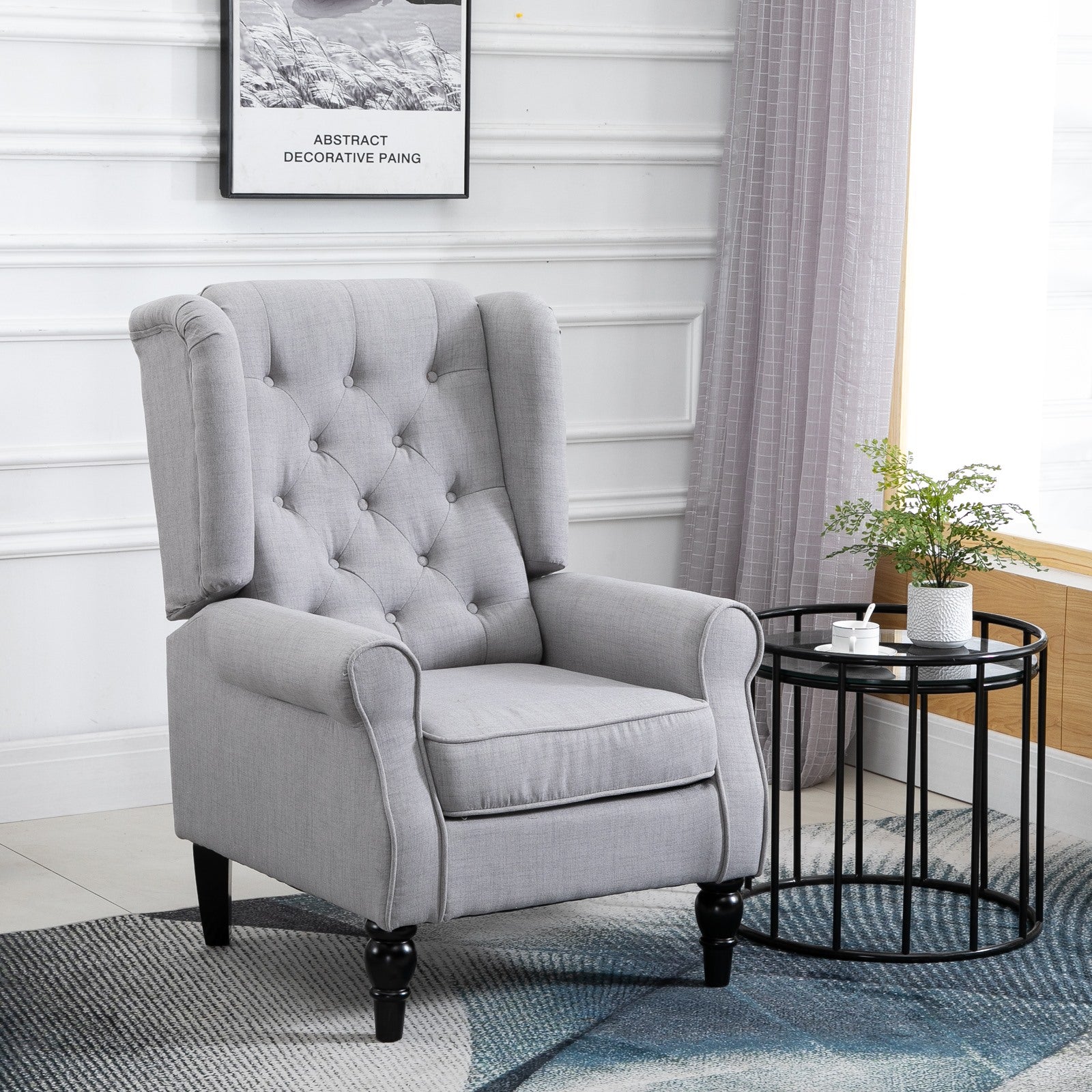 EasyComfort Grijze fauteuil in Franse stijl, brede zitting