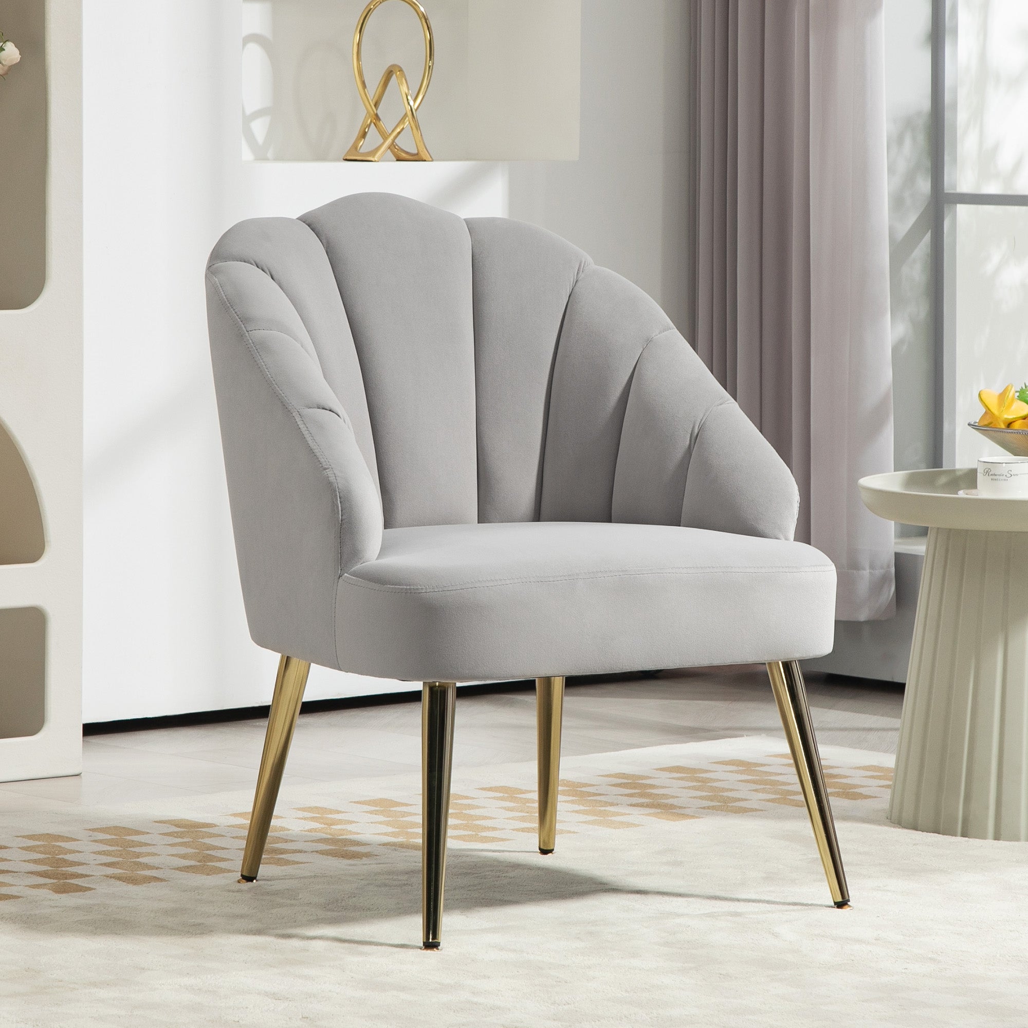 EasyComfort Fauteuil Art Deco schelp 63x65x84 cm, grijs