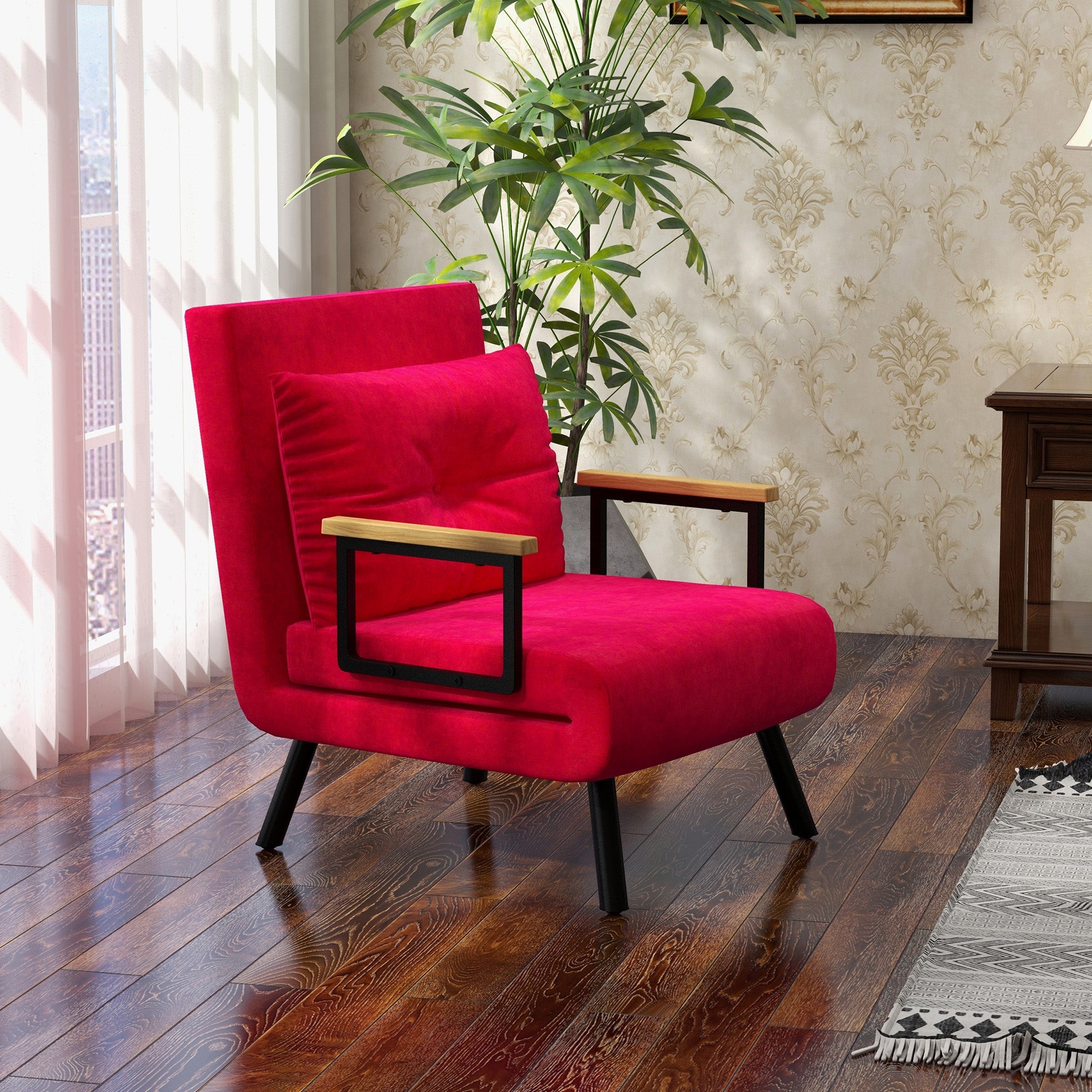 EasyComfort 3-in-1 slaapfauteuil met verstelbare rug 63x73x81 cm rood