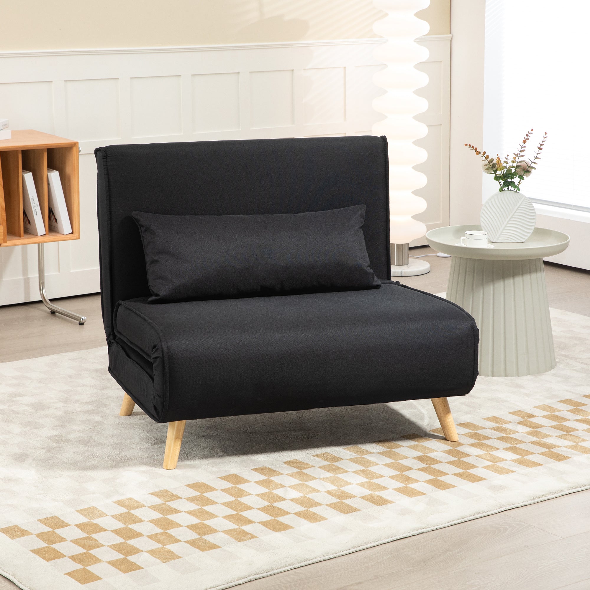 EasyComfort 3-in-1 slaapfauteuil met 6-standen rugleuning, 94x78x80 cm, zwart