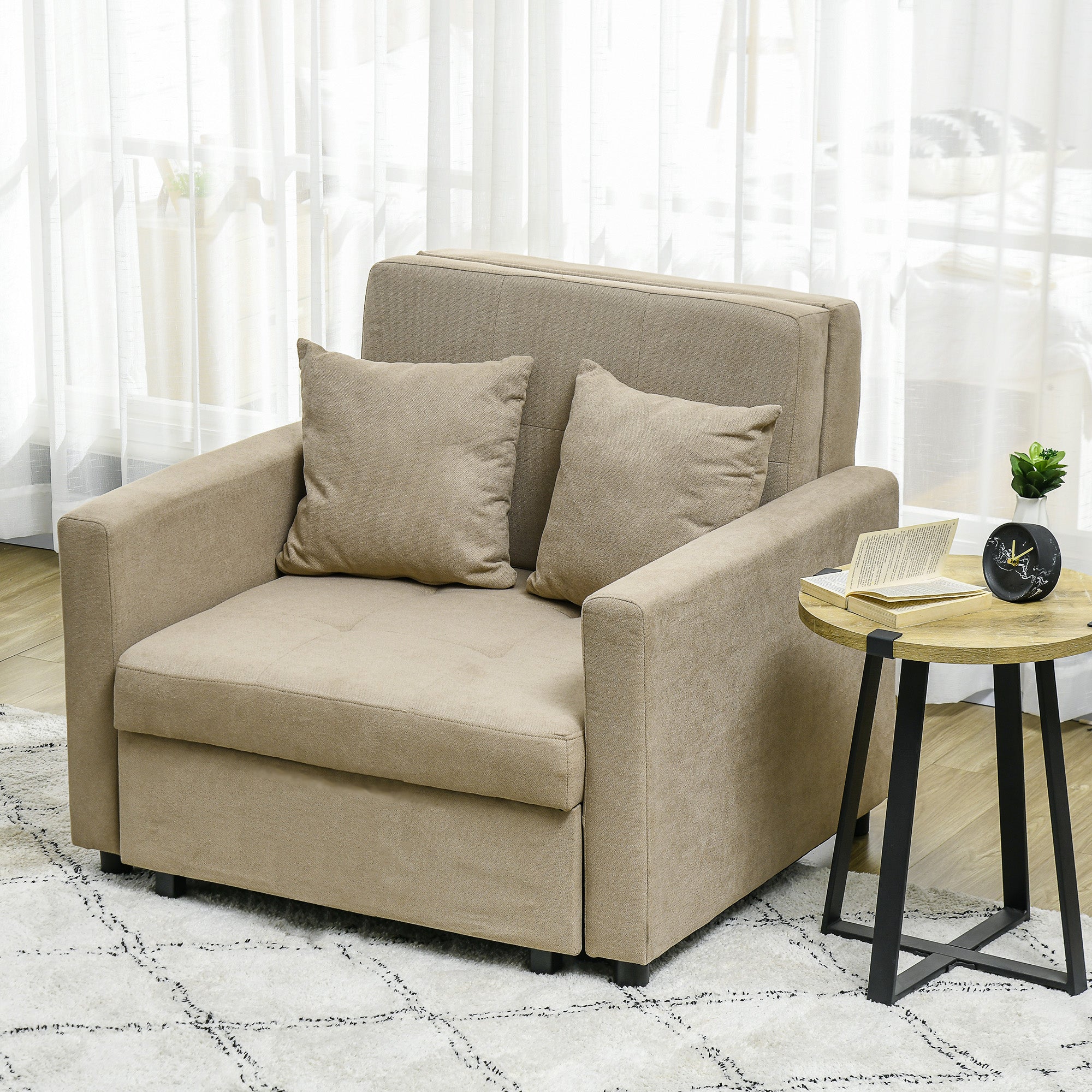 EasyComfort Fauteuilbed fluweellook lichtbruin 100x98x88 cm