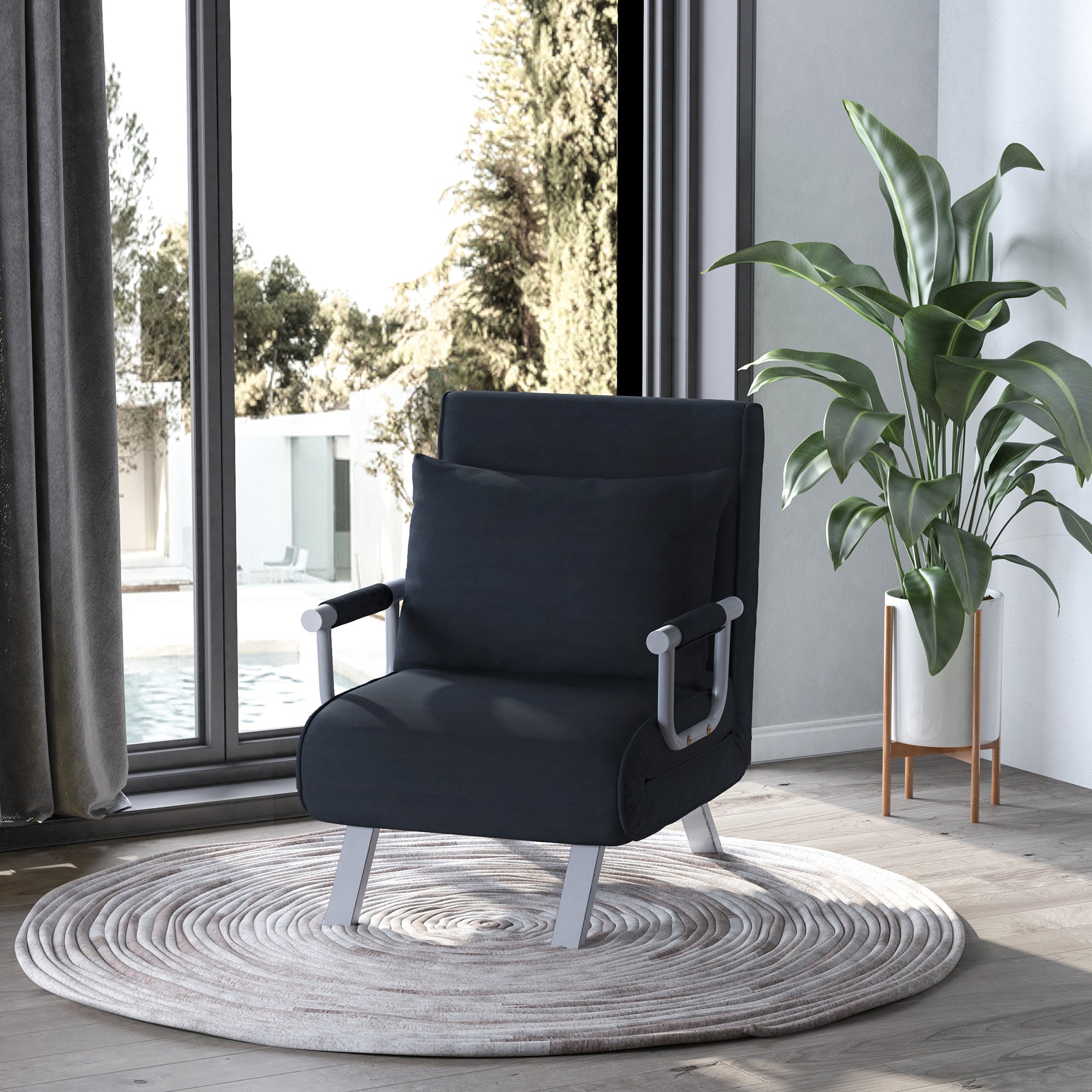 EasyComfort Poltrona Letto Moderna 2 in 1 fauteuilbed zwart