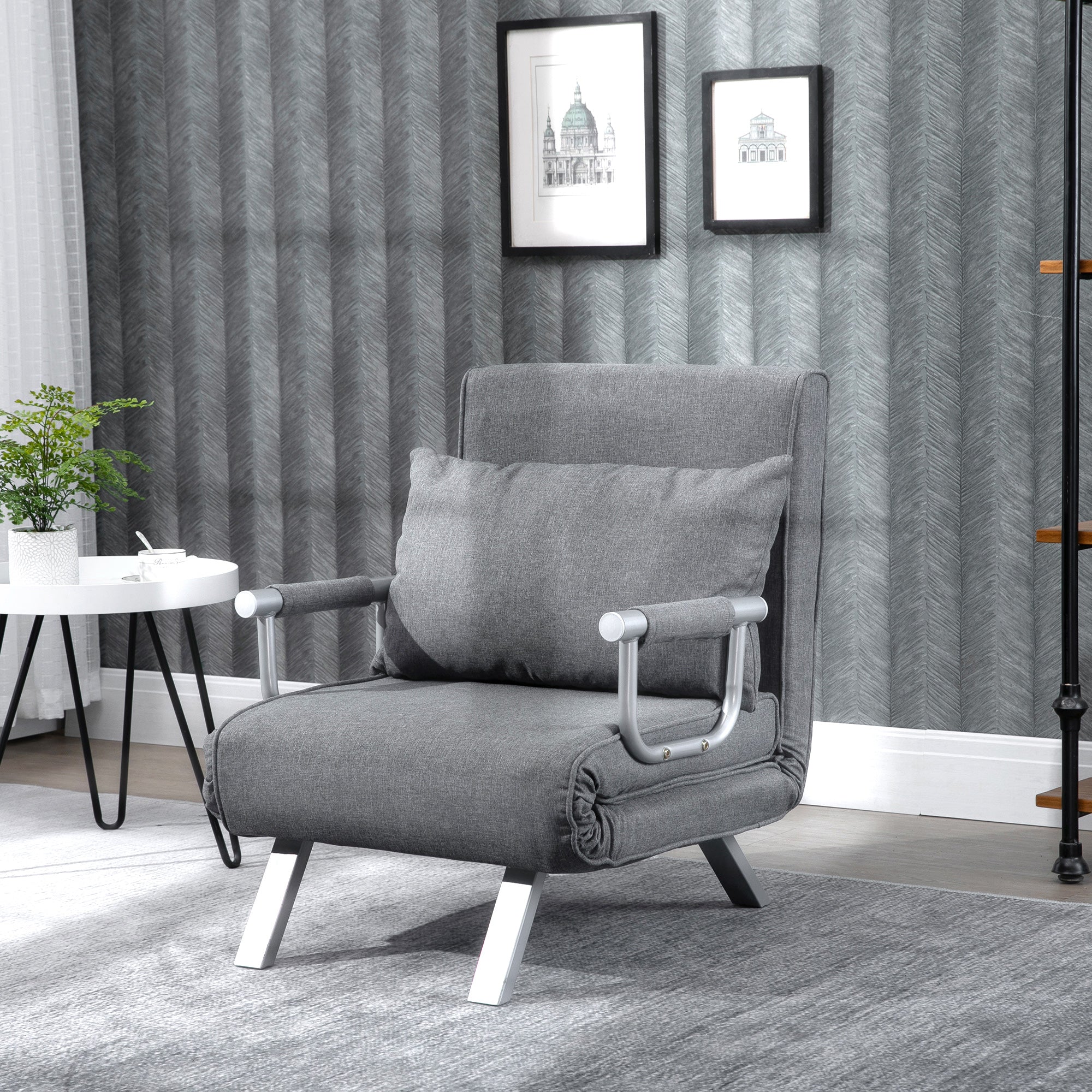 EasyComfort Slaapfauteuil 1-persoons, 5-standen rugleuning, lichtgrijs