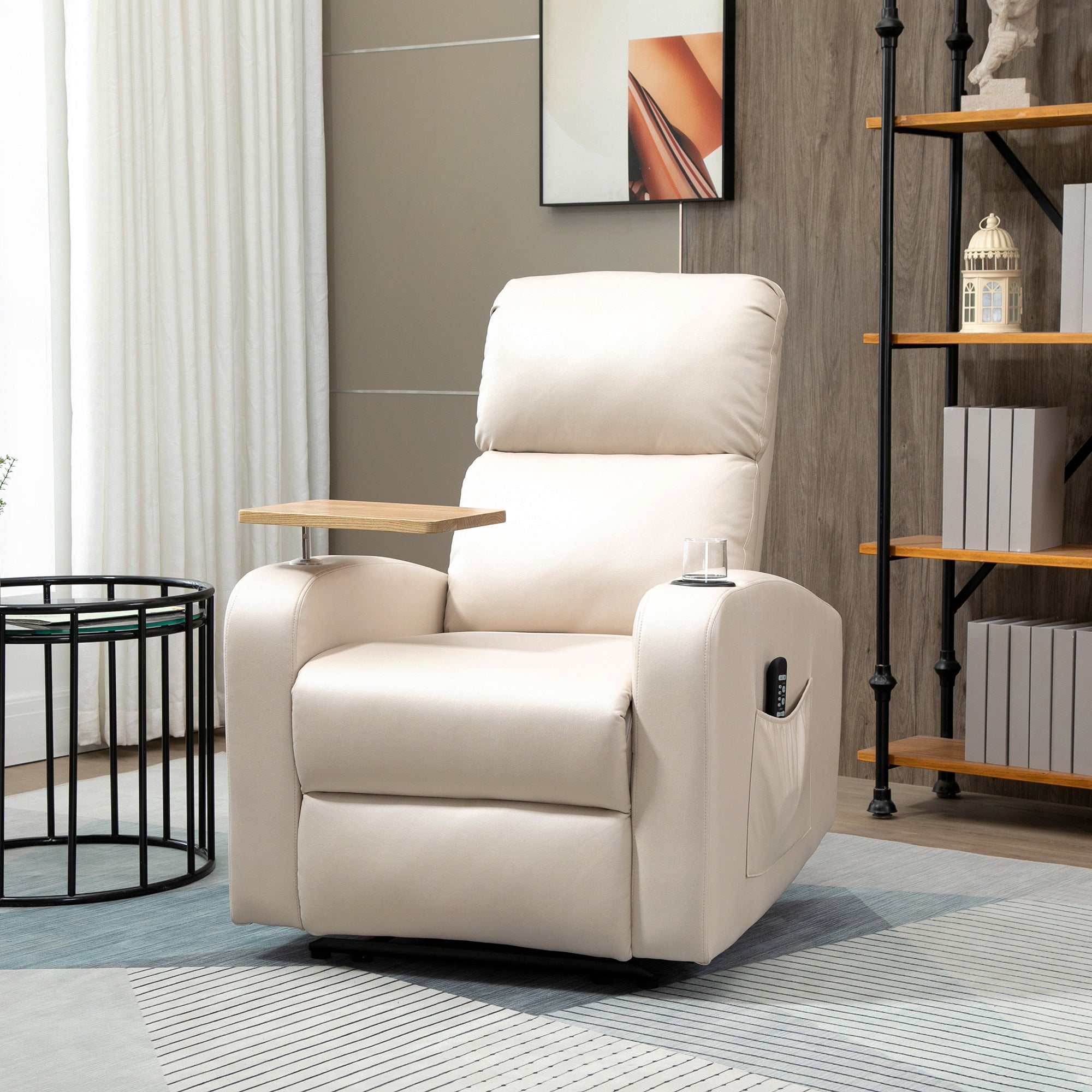 EasyComfort massagestoel en relaxfauteuil microvezel 77x93x105 cm Beige