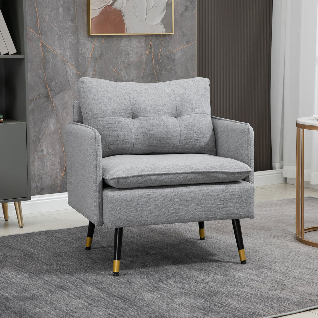 EasyComfort Poltrona Moderna in Tessuto with Seduta Imbottita e Gambe in Acciaio, 76x68x80 cm, Grigio