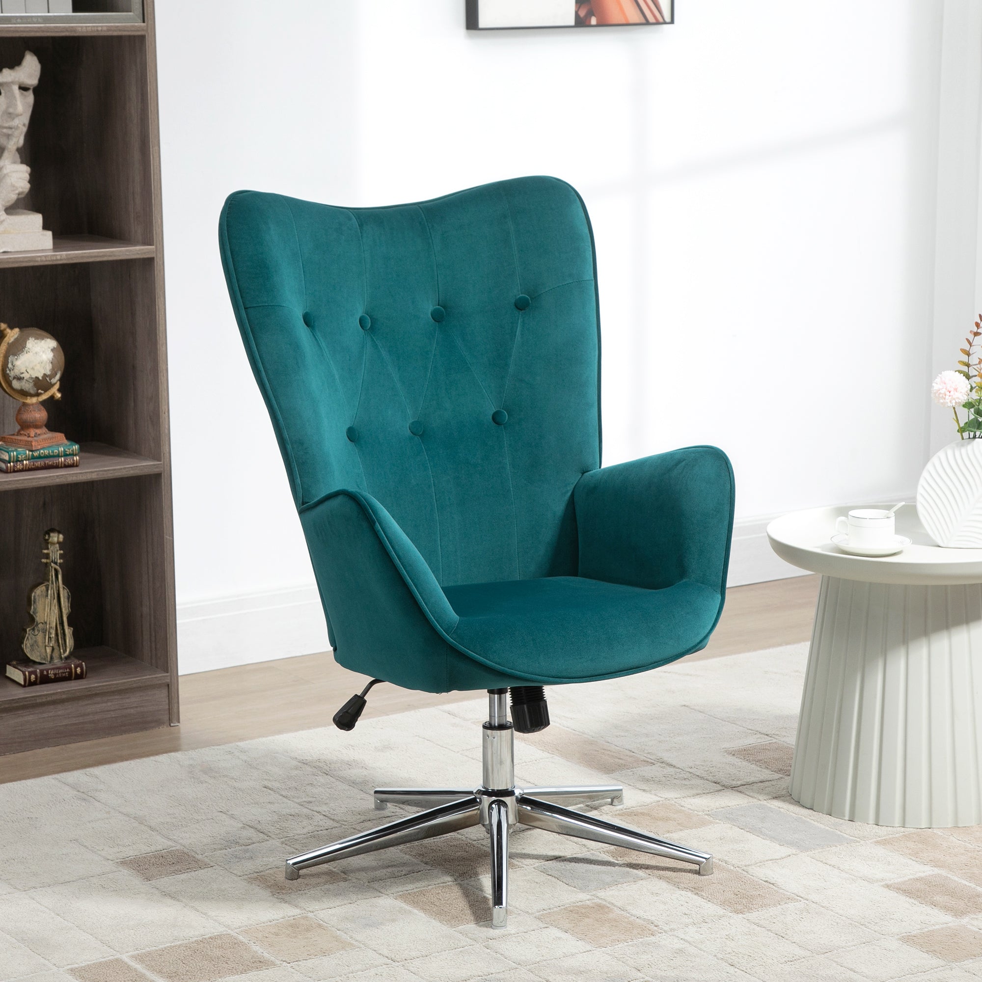 EasyComfort draaifauteuil fluweel, verstelbare hoogte, blauw