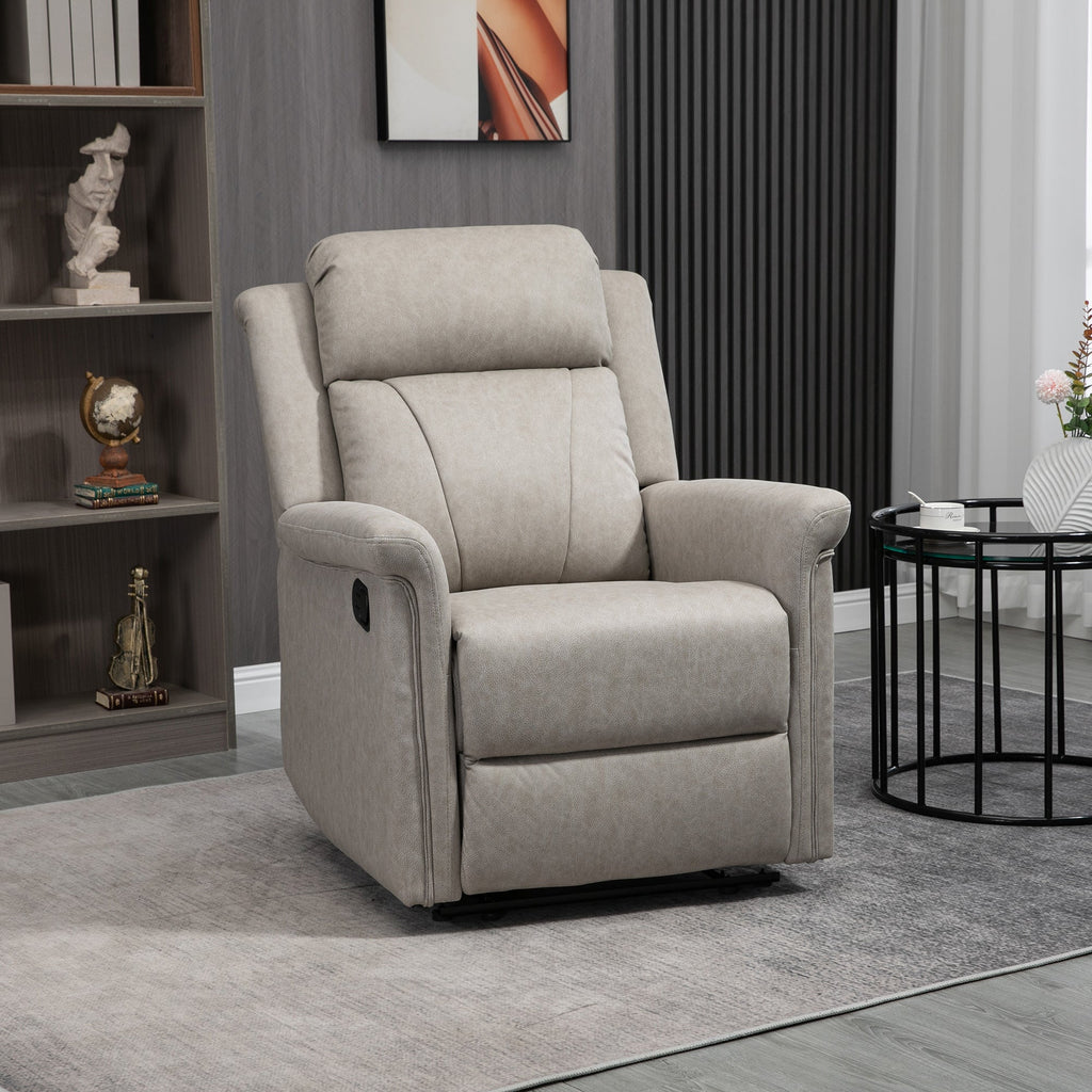 Easycomfort Poltrona Reclinabile Manualmente 135° with Poggiapiedi, Poggiatesta e Braccioli Imbottiti, 78x96x102 cm, Grigio