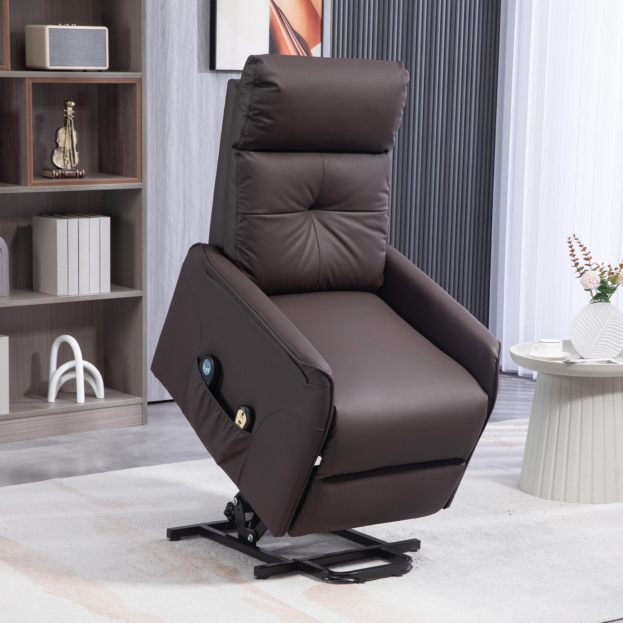 EasyComfort Relaxfauteuil met opsta‑functie, 8‑punts massage, bruin