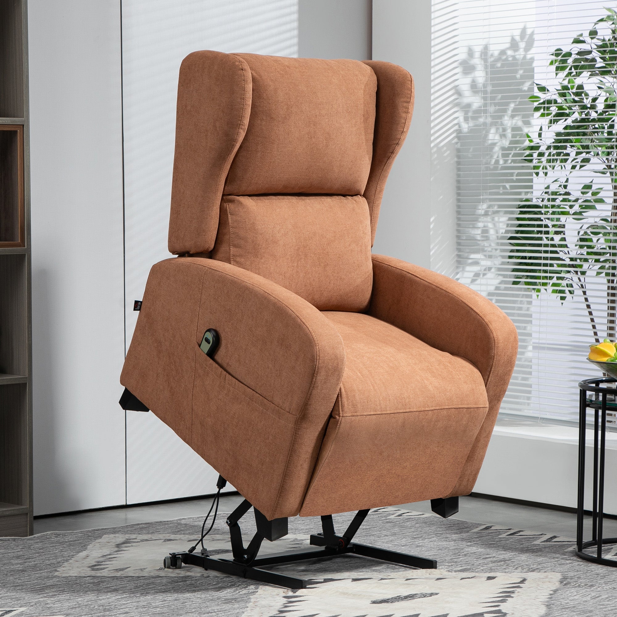 EasyComfort Relax opsta-fauteuil, fluweel, rugleuning 160°, donkerbruin