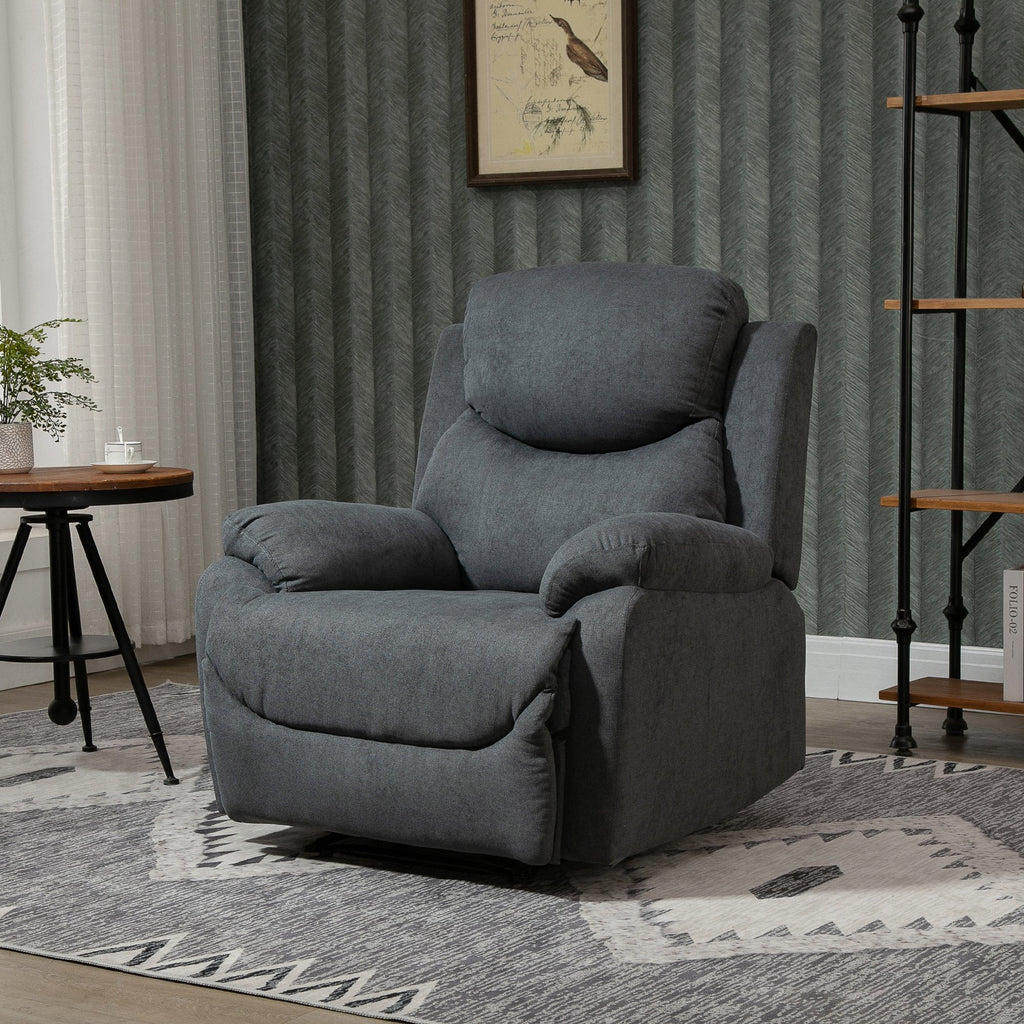 Easycomfort Poltrona Relax Manuale Ergonomica in Tessuto, Poltrona Reclinabile a 150° e Poggiapiedi per Casa e Ufficio, 93x88x102cm, Grigio Scuro