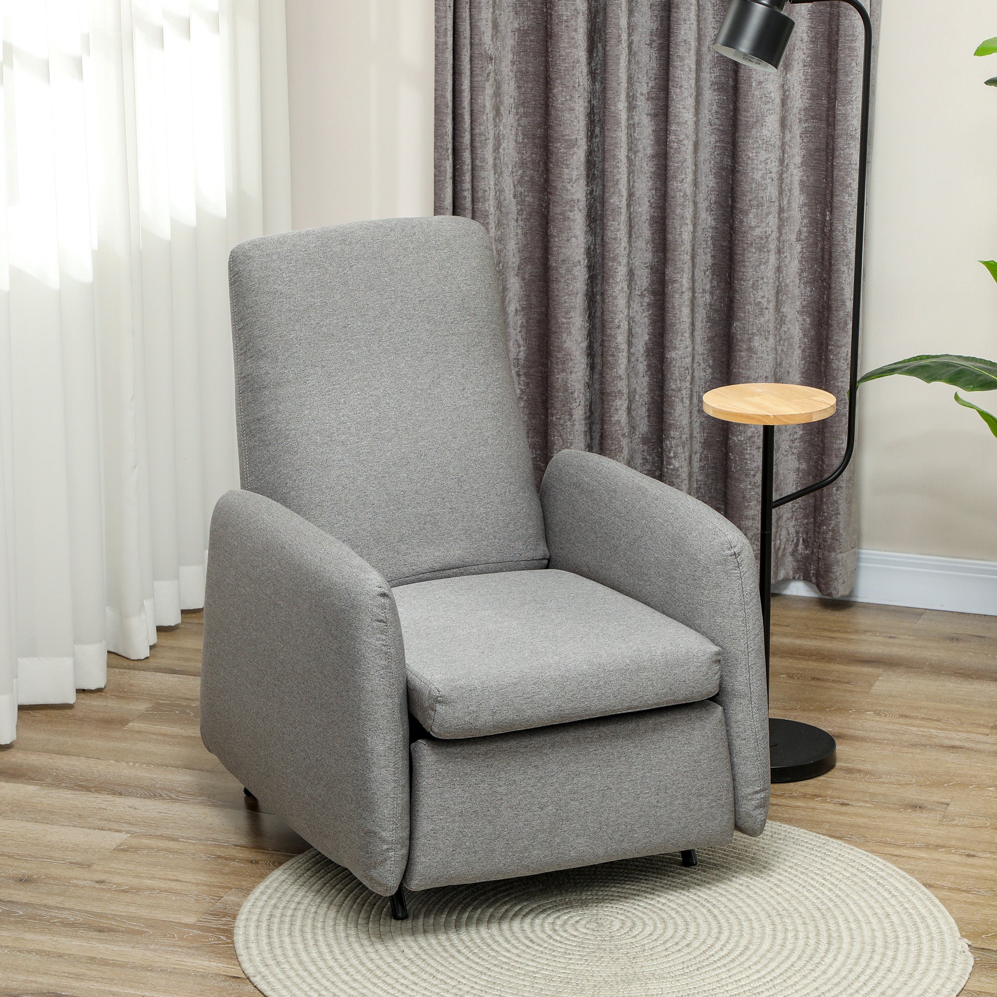 EasyComfort Poltrona Relax Reclinabile with Poggiapiedi Estraibile, Copertura di Ricambio e Seduta with Molle, Grigio