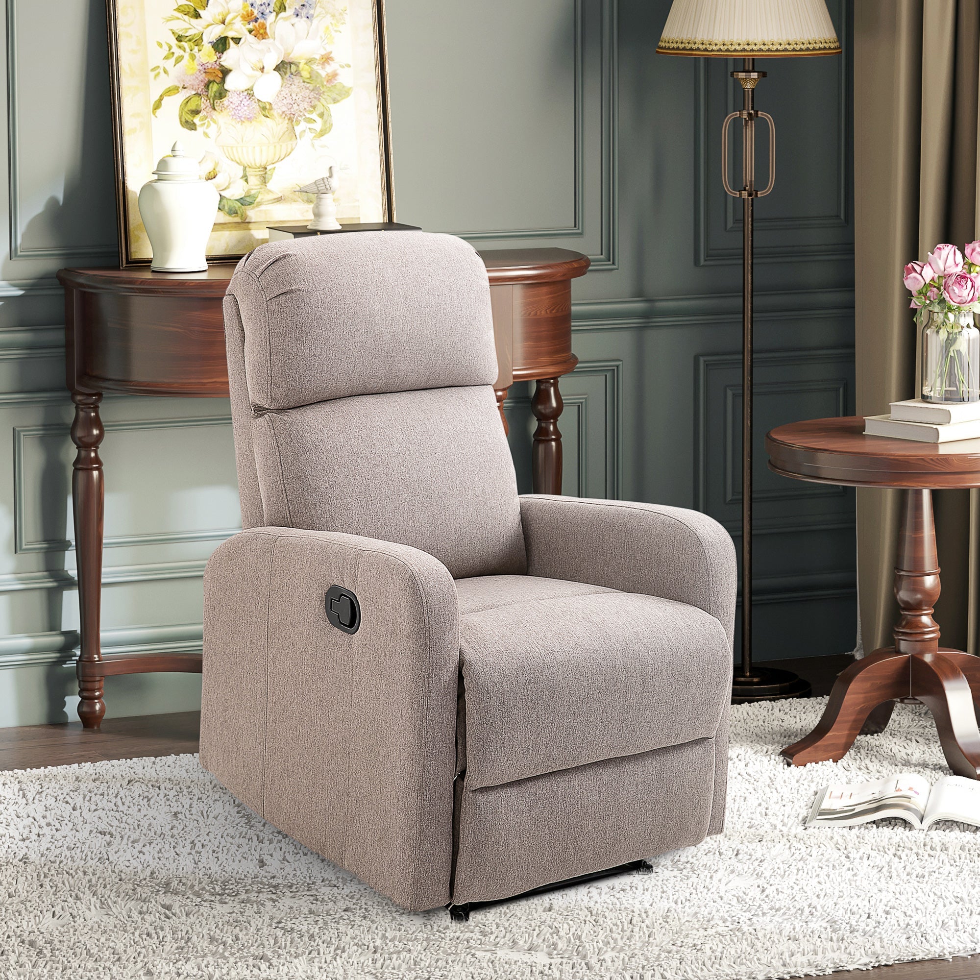 EasyComfort Poltrona Relax Reclinabile fino a 168° with Poggiapiedi, 67x83x107 cm, Grigia