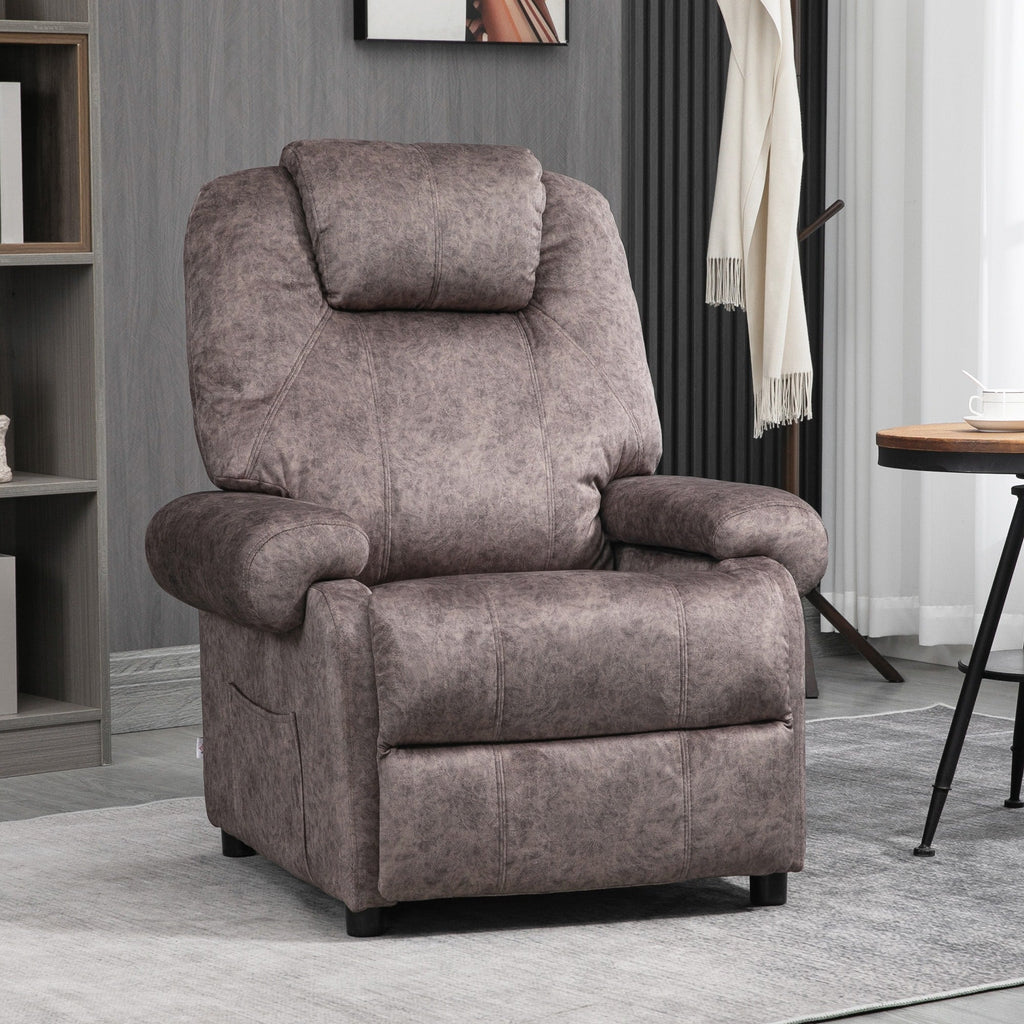 Easycomfort Poltrona Relax Reclinabile Manualmente in Tessuto with Imbottitura Extra, Marrone