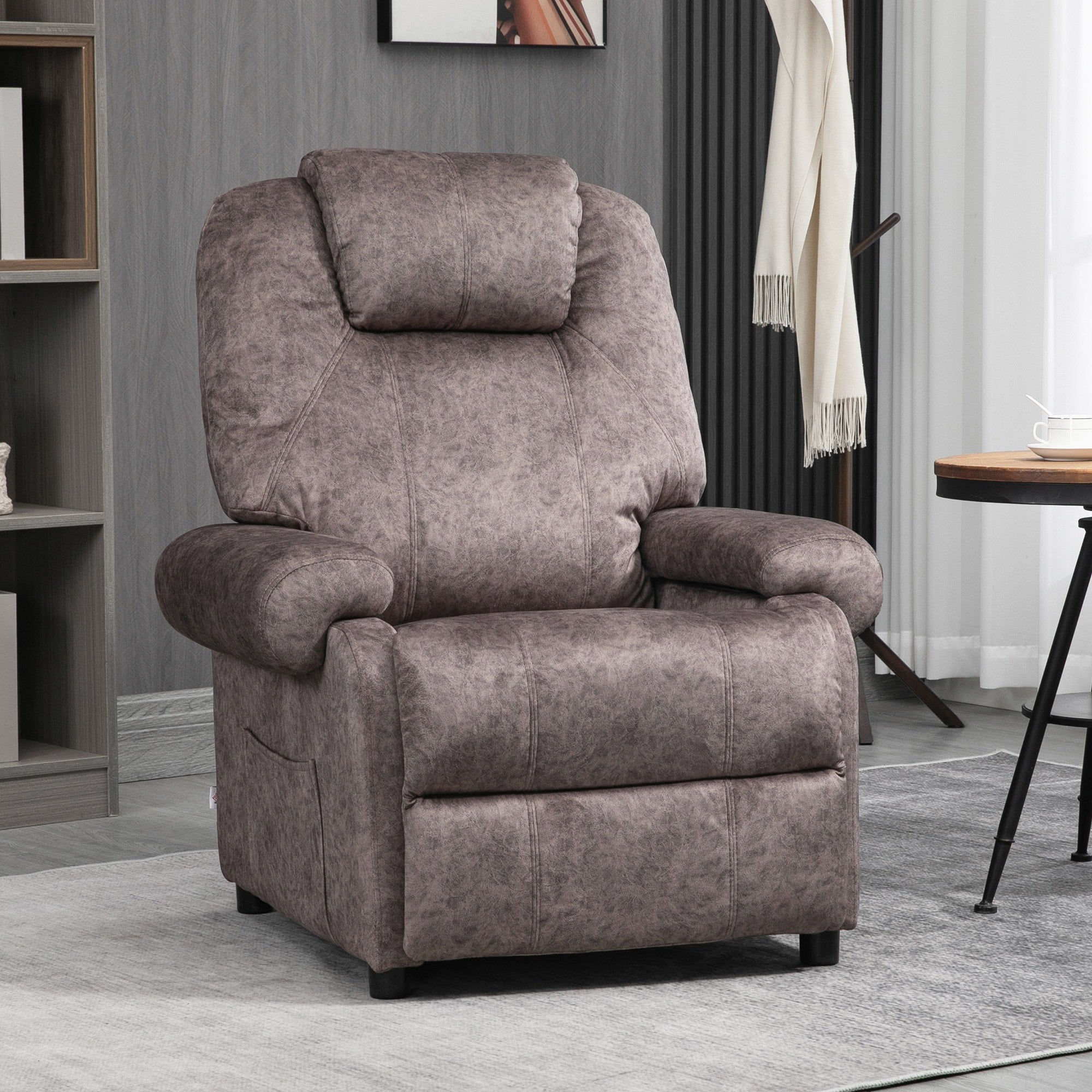 Easycomfort Poltrona Relax Reclinabile Manualmente in Tessuto with Imbottitura Extra, Marrone