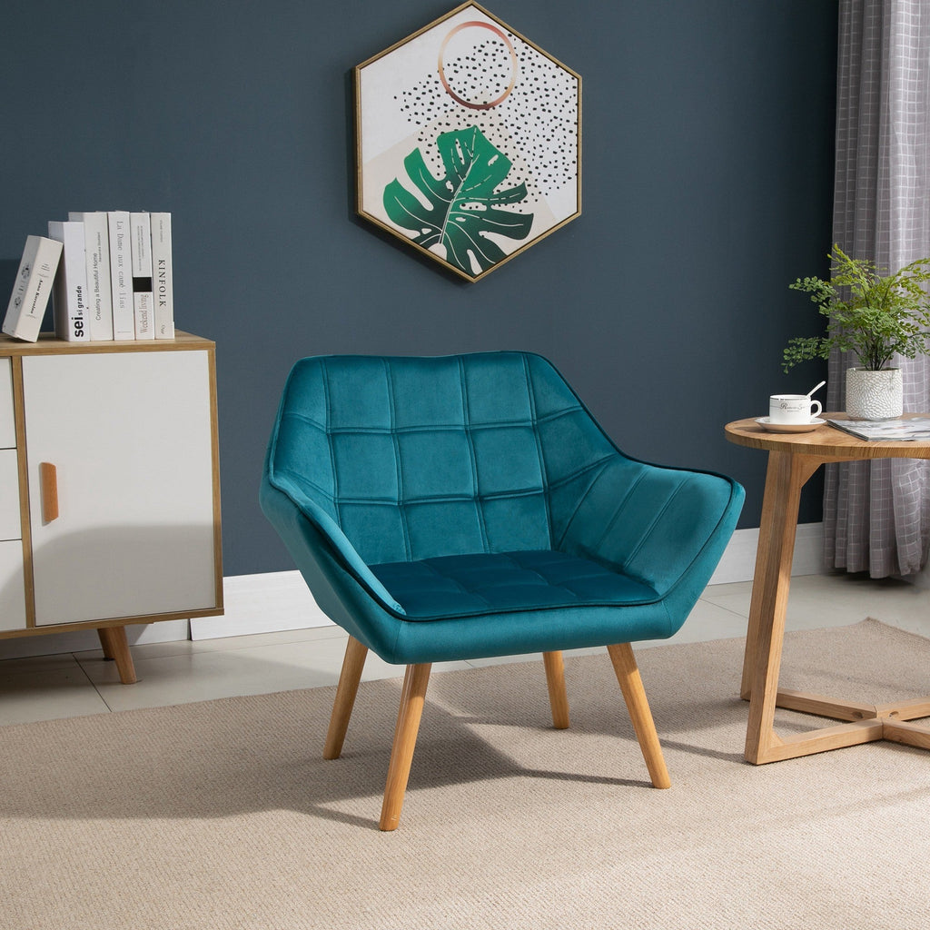 EasyComfort Scandinavische fauteuil fluweel petrol 79 x 69.5 x 72.5 cm