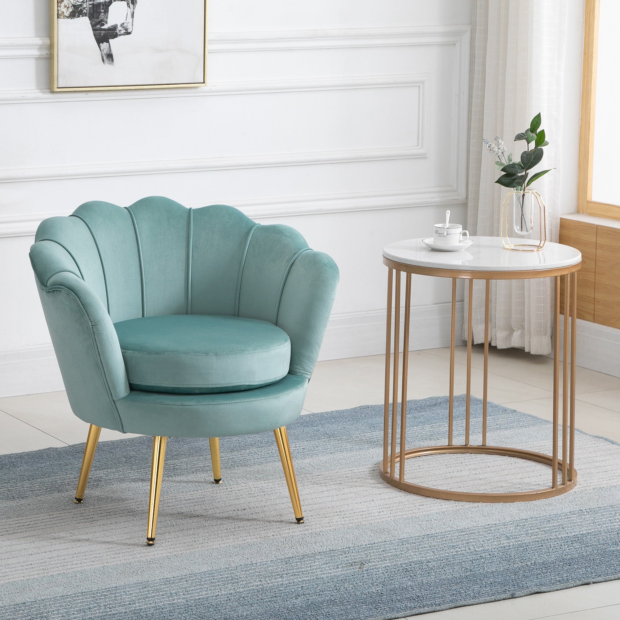 EasyComfort Vintage fauteuil velours groen 76x67x74 cm