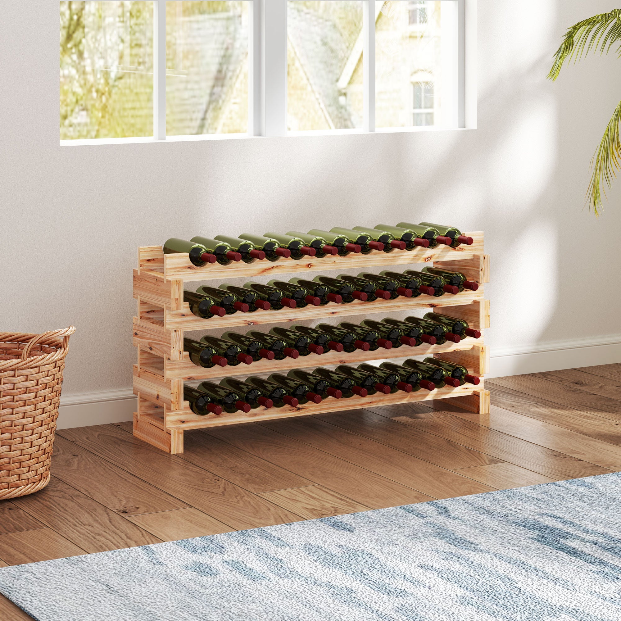 EasyComfort Wijnrek 4 niveaus voor 48 flessen 114x28x56.5 cm