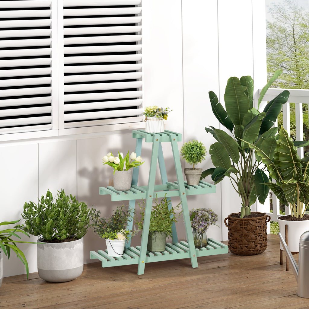 EasyComfort plantenrek 3 niveaus vurenhout 76x26x76 cm lichtgroen
