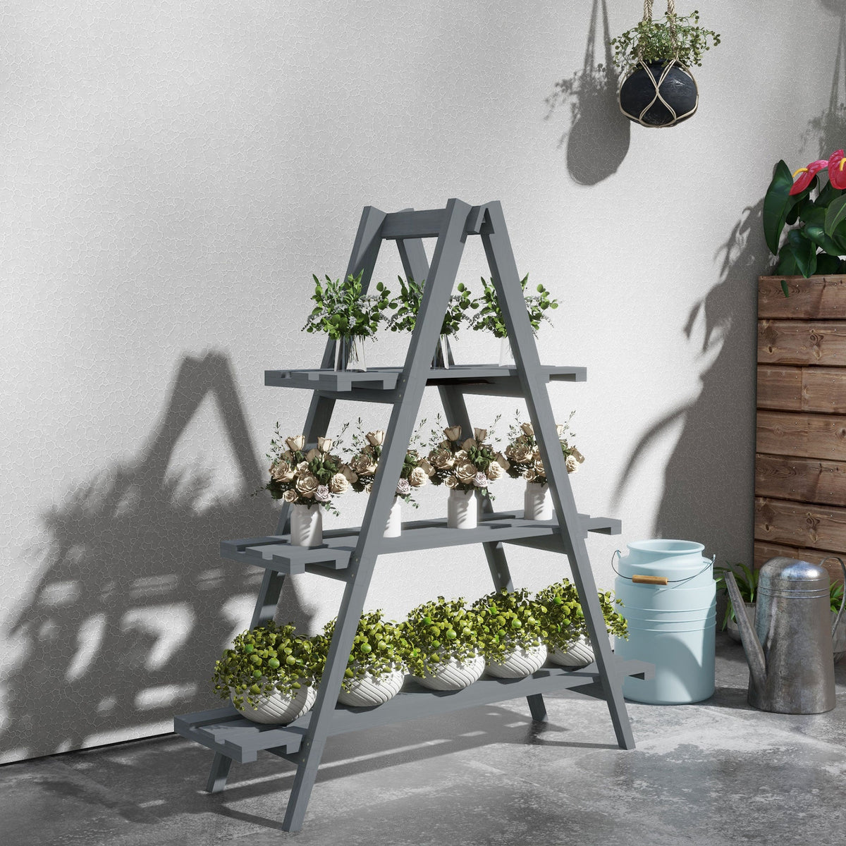 EasyComfort 3-laags plantenrek van vurenhout 100x36x112 cm