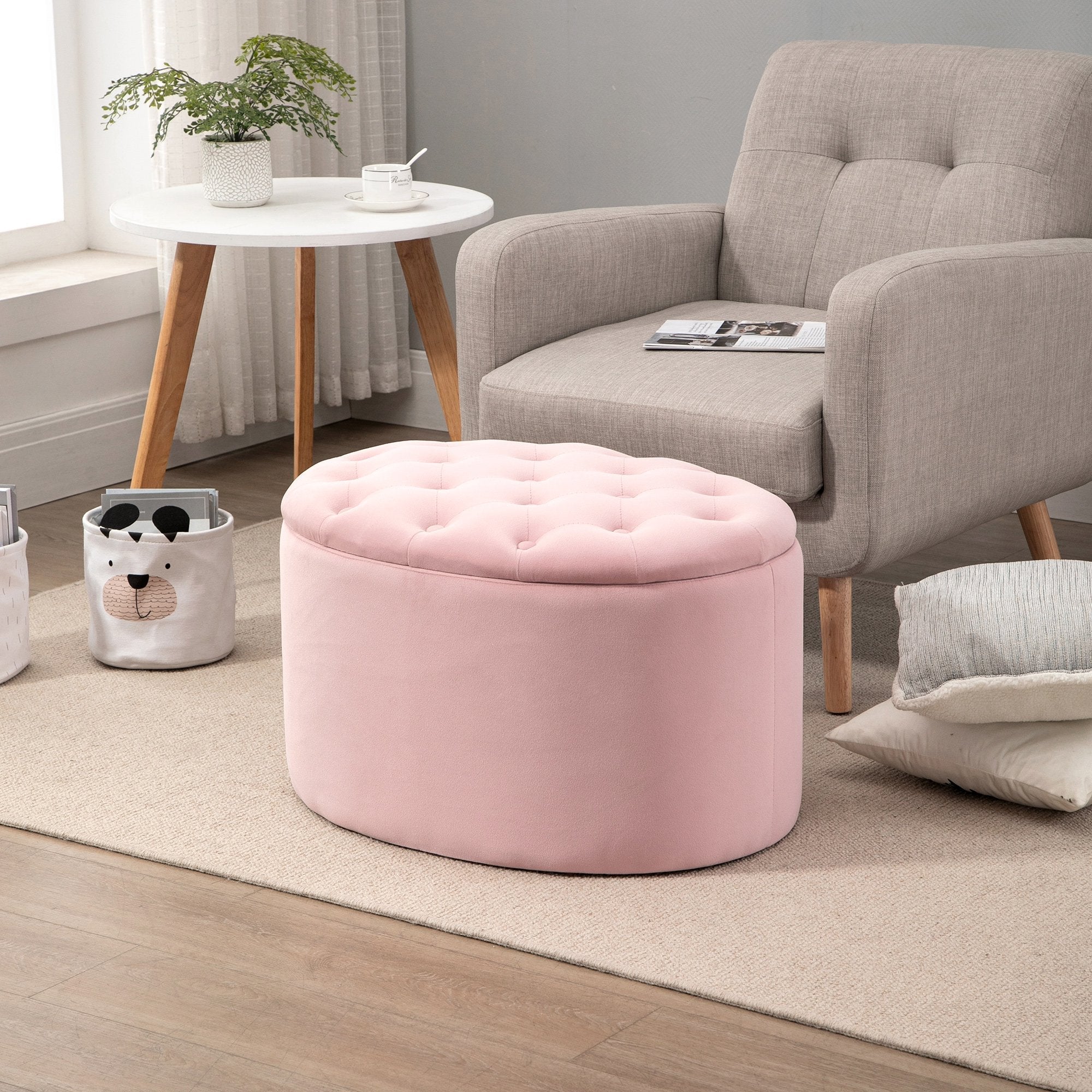 EasyComfort Poef Opbergpoef Ovaal 71x52x42 cm Roze