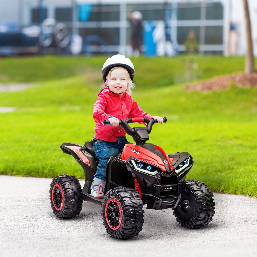 Easycomfort Quad Elettrico per Bambini 12V, 2 Velocità, Ruote Larghe with Sospensioni e Fari LED, Età 3-5 Anni, Rosso