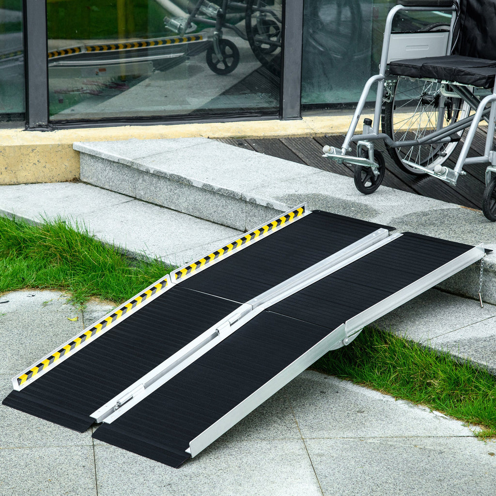 EasyComfort Rampa per Sedia a Rotelle Pieghevole e Antiscivolo in Alluminio, 152x73cm, Capacità 272kg