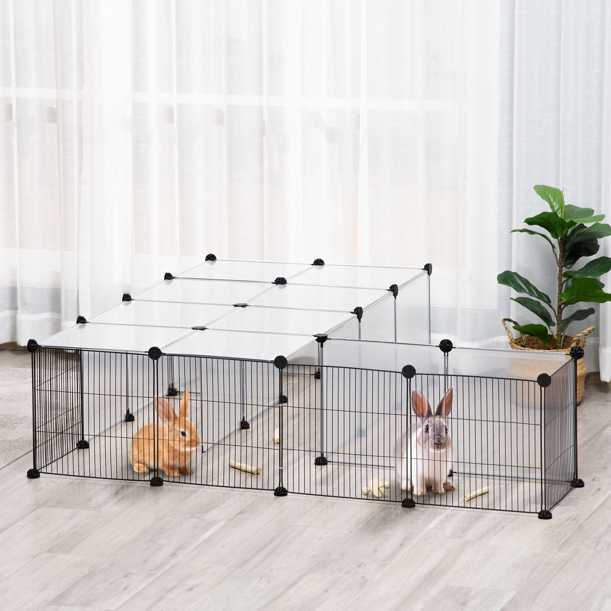 EasyComfort Modulaire dierenren 140x70x70 cm, 21 PP-panelen + 6 stalen panelen