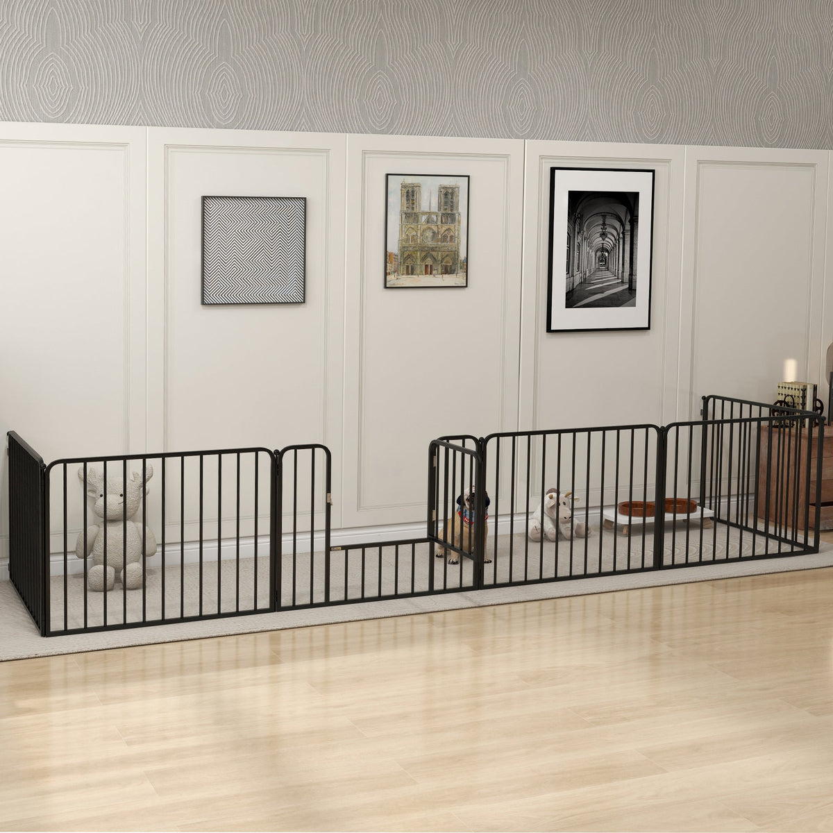 EasyComfort Hondenren 6-panelen, staal 164x83x60 cm