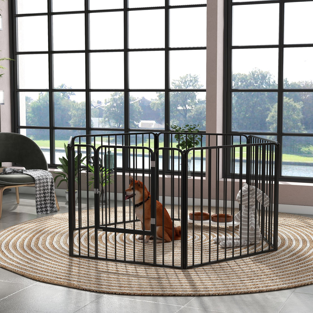 EasyComfort 6-panelen hondenren 164x83x80 cm, zwart