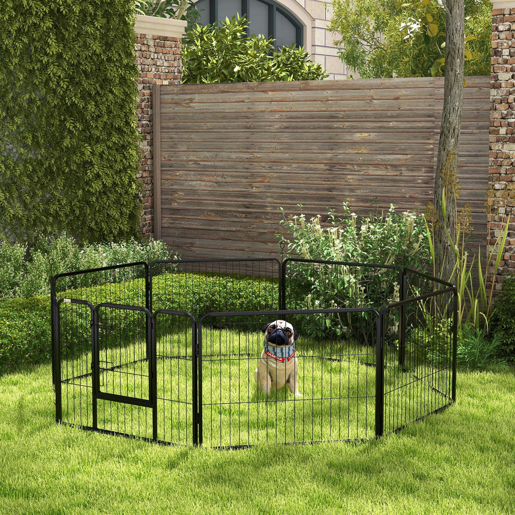 EasyComfort Hondenren 8-delig staal 80L x 60A cm zwart
