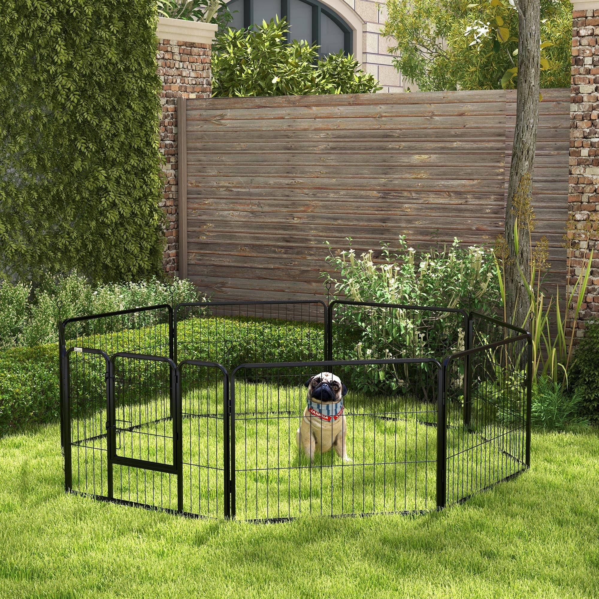 EasyComfort Hondenren 8-delig staal 80L x 60A cm zwart