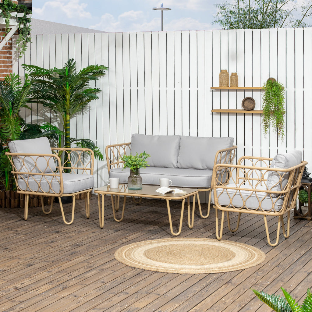 EasyComfort Boho loungeset 2-zits met 2 fauteuils en salontafel