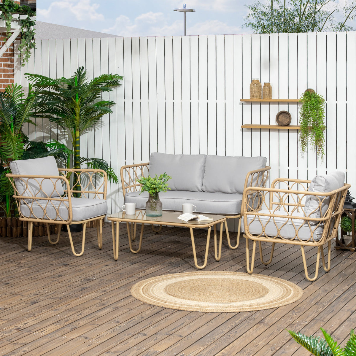 EasyComfort Boho loungeset 2-zits met 2 fauteuils en salontafel