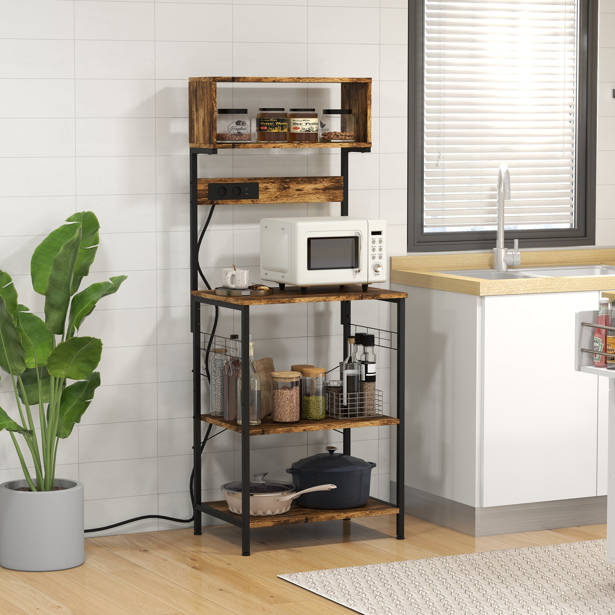 EasyComfort Scaffale Cucina keukenrek 60x42x153 cm met stopcontacten