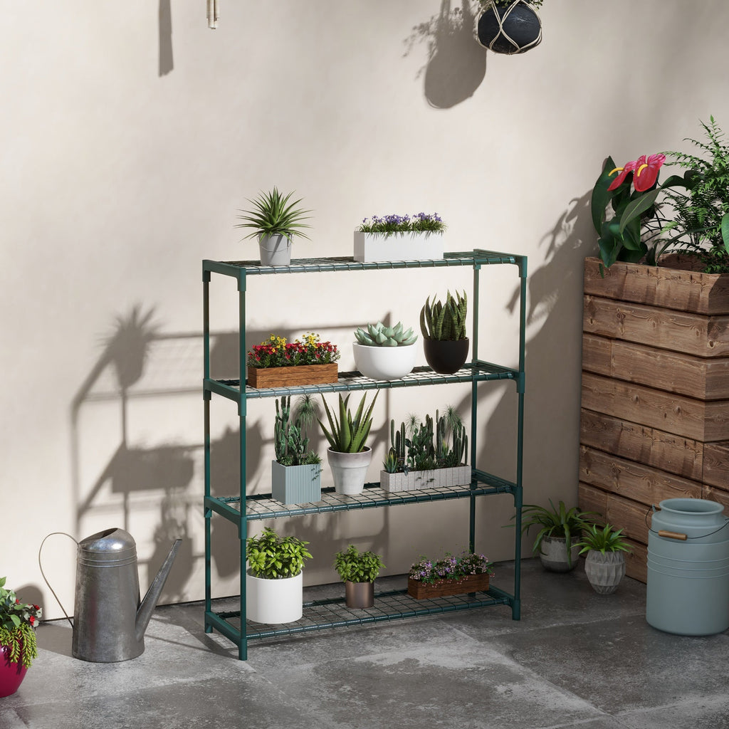 EasyComfort Plantenrek 4 niveaus, staal, 89x28x107 cm, groen