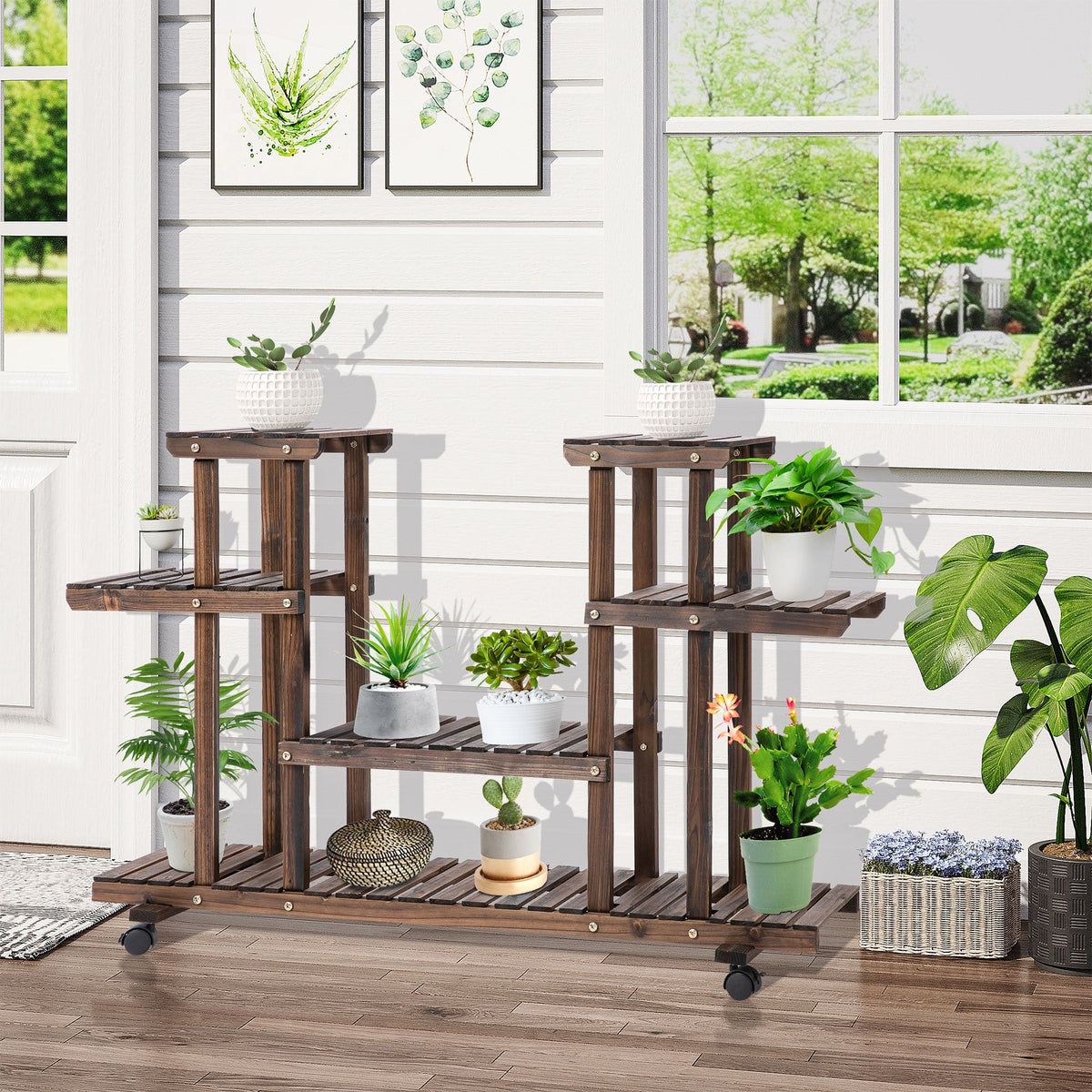 EasyComfort 4-niveaus plantenrek 123.5 x 33 x 80 cm