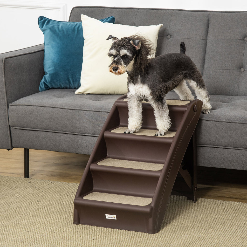 EasyComfort 4-traps hondenladder opvouwbaar, antislip, PP, bruin