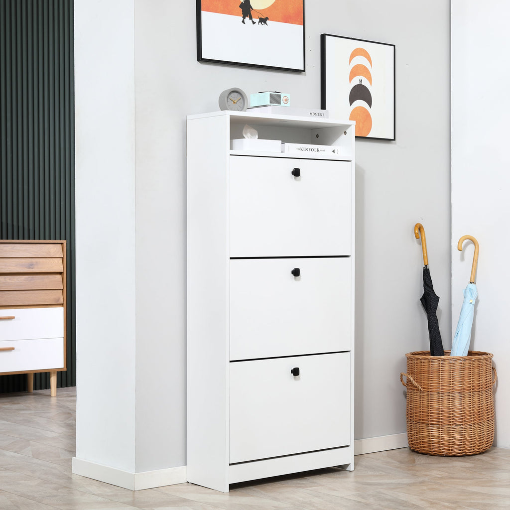 EasyComfort Scarpiera 3 Scompartimenti (18 Paia di Scarpe) e 1 Ripiano Portaoggetti white
